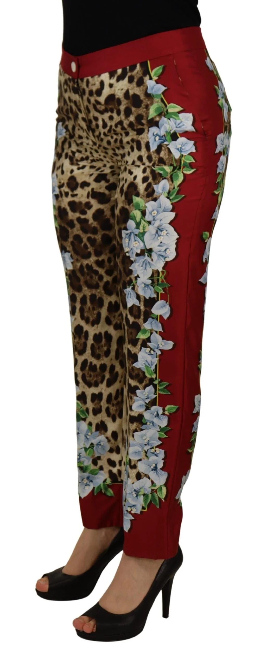 Dolce & Gabbana Multicolor Leopard Flora Printed Mid Waist Trouser Pants - IT40|S - Trousers