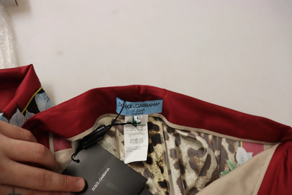 Dolce & Gabbana Multicolor Leopard Flora Printed Mid Waist Trouser Pants - IT40|S - Trousers