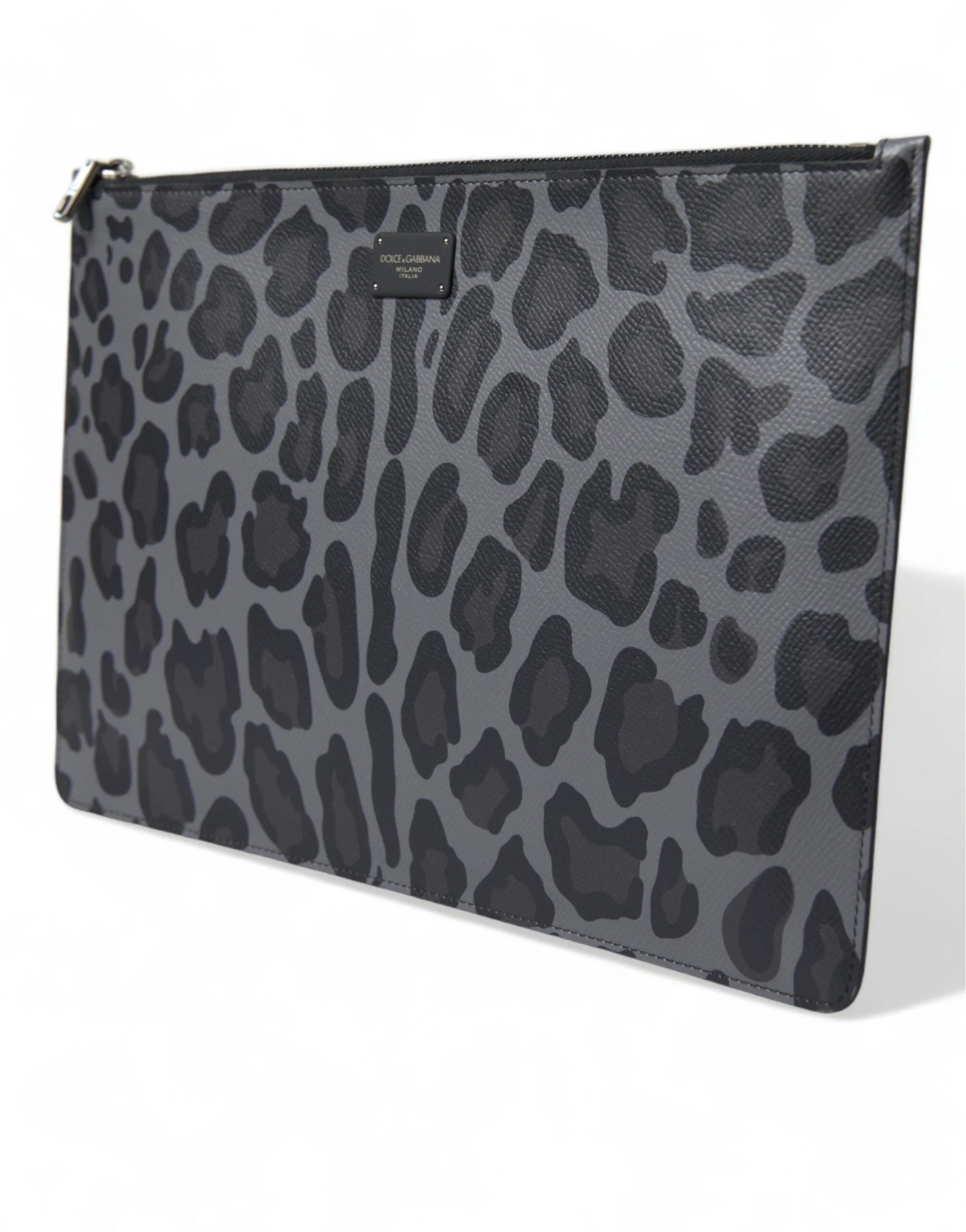 Dolce & Gabbana Multicolor Leopard Jacquard Logo Plaque Document Briefcase Bag