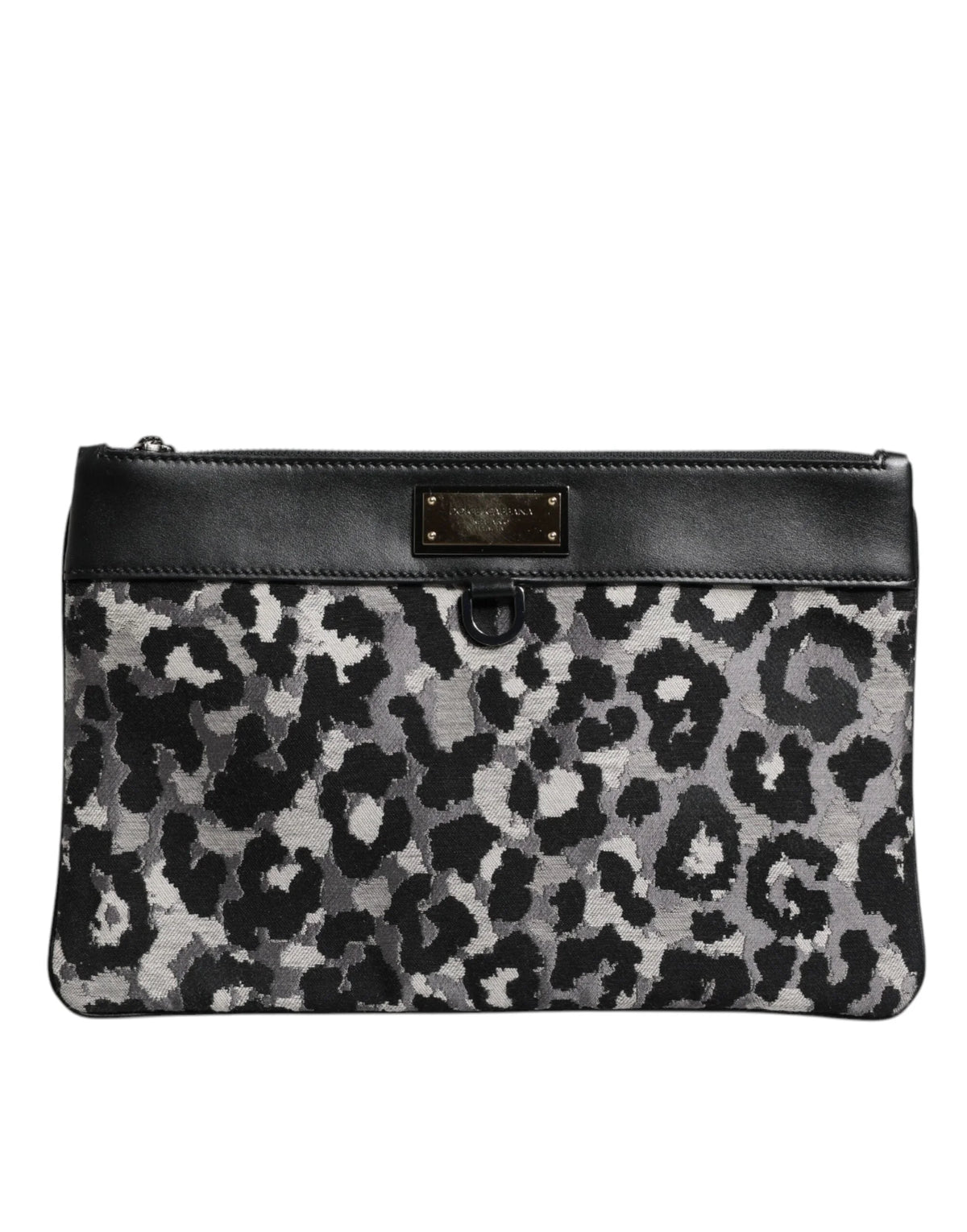 Dolce & Gabbana Multicolor Leopard Jacquard Logo Plaque Men Pouch Bag - Clutch Bags