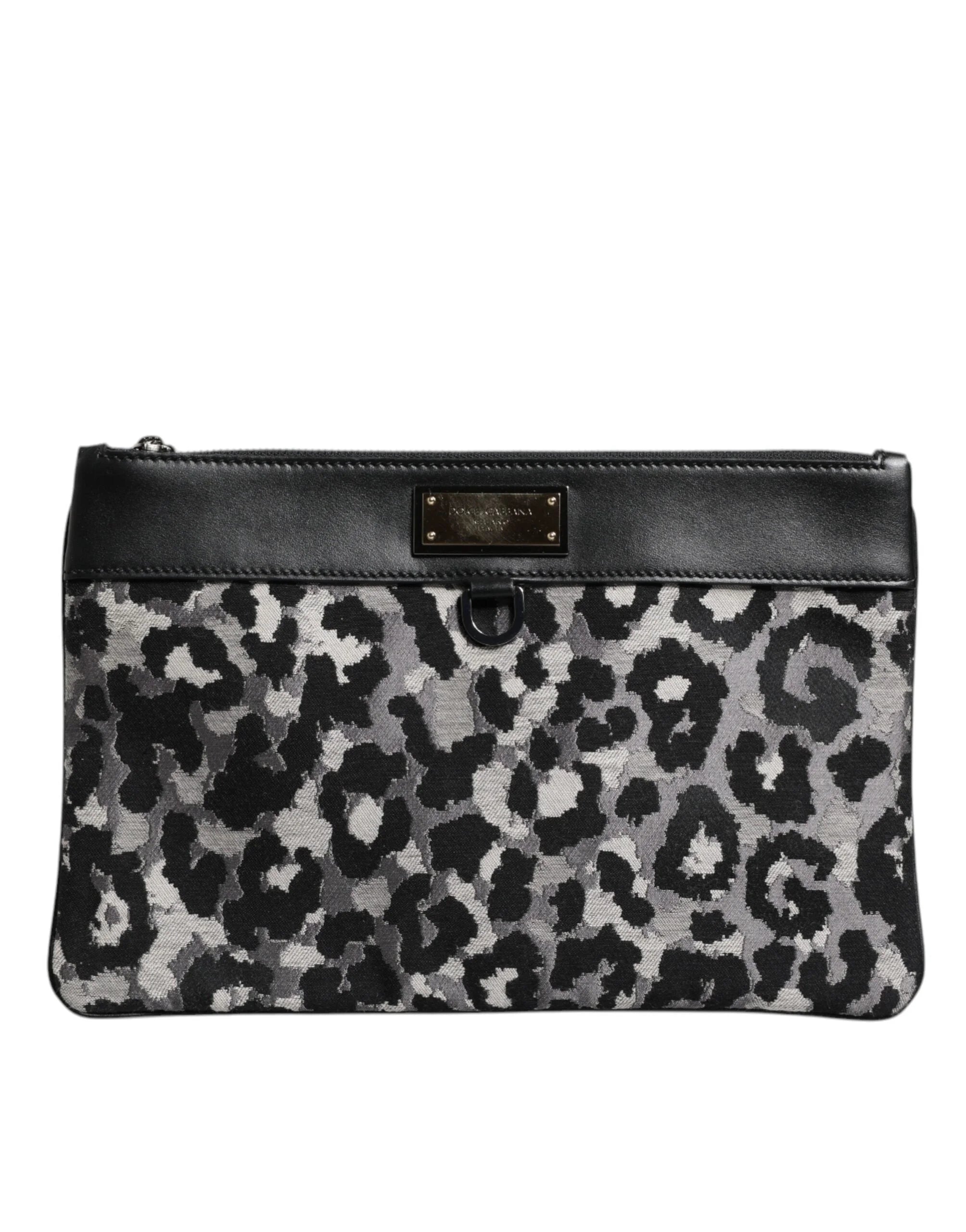 Dolce & Gabbana Multicolor Leopard Jacquard Logo Plaque Men Pouch Bag - Clutch Bags