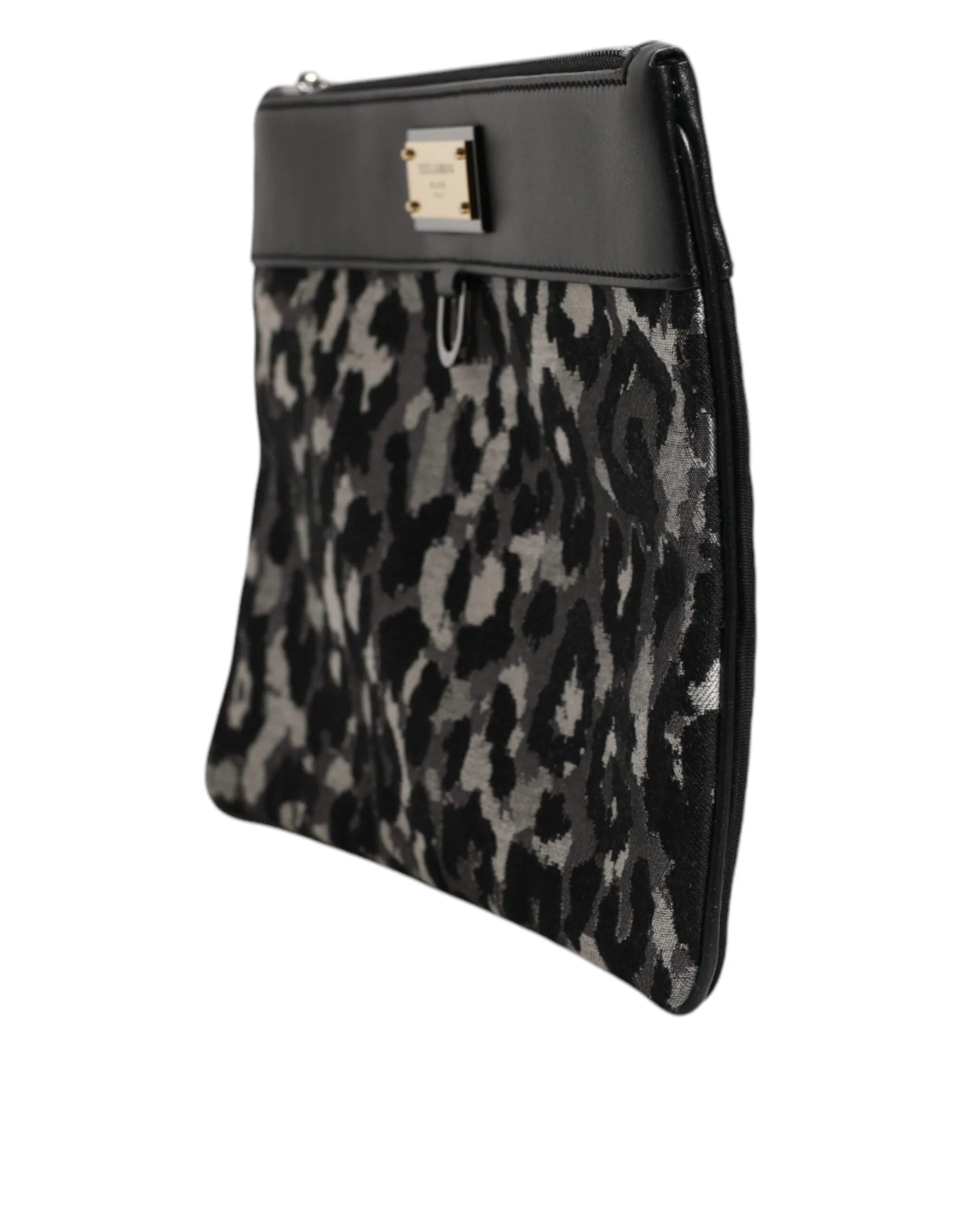 Dolce & Gabbana Multicolor Leopard Jacquard Logo Plaque Men Pouch Bag - Clutch Bags