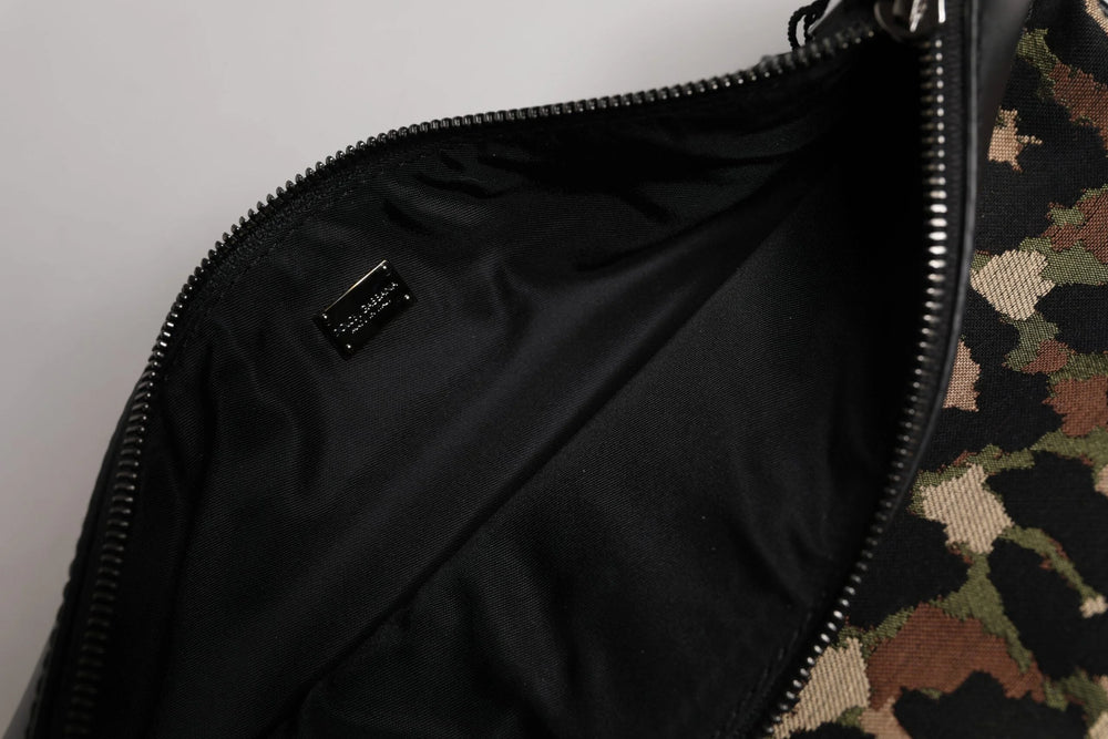 Dolce & Gabbana Multicolor Leopard Jacquard Print Logo Plaque Pouch Bag - Clutch Bags