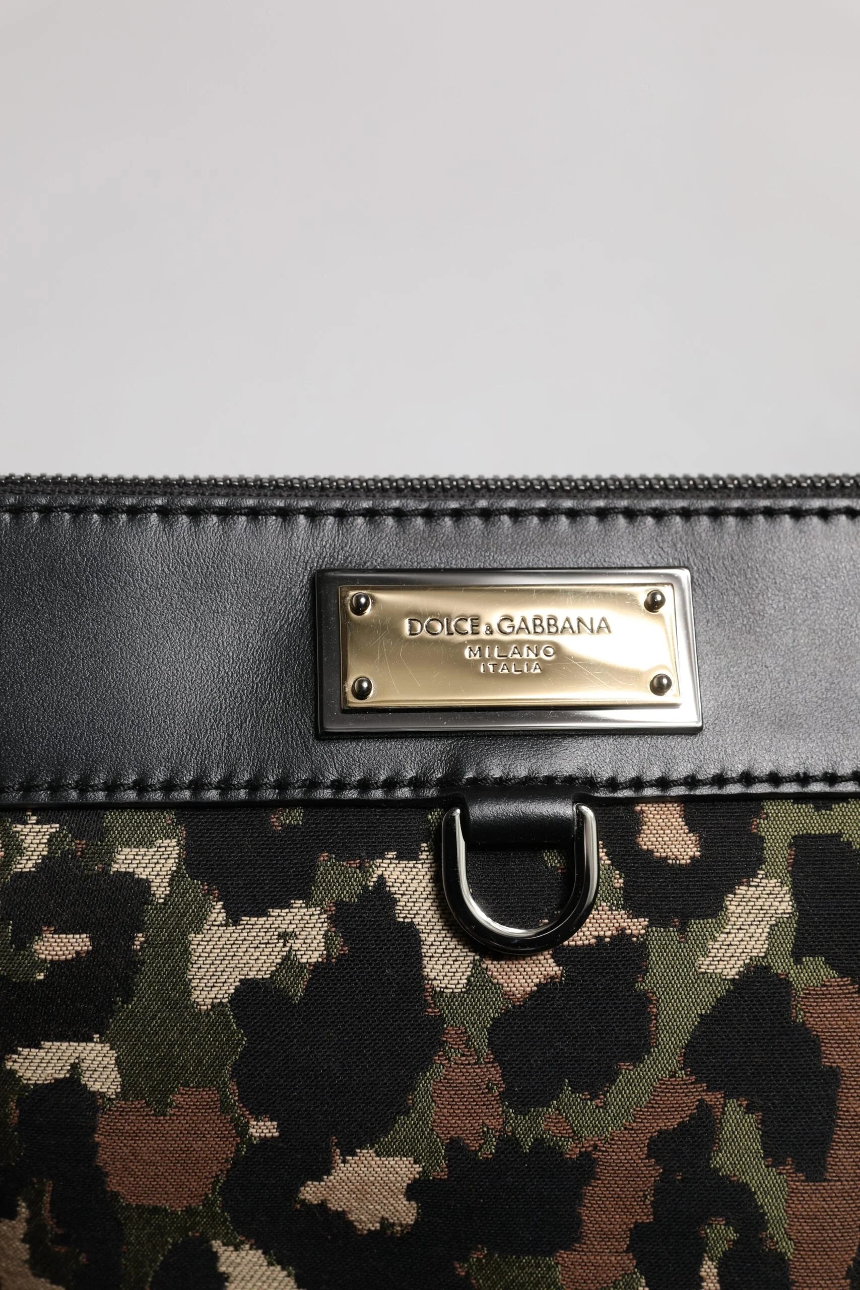 Dolce & Gabbana Multicolor Leopard Jacquard Print Logo Plaque Pouch Bag - Clutch Bags