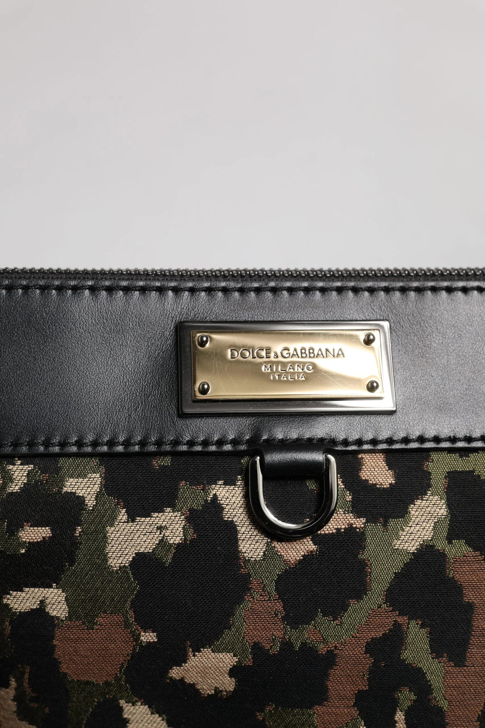 Dolce & Gabbana Multicolor Leopard Jacquard Print Logo Plaque Pouch Bag - Clutch Bags