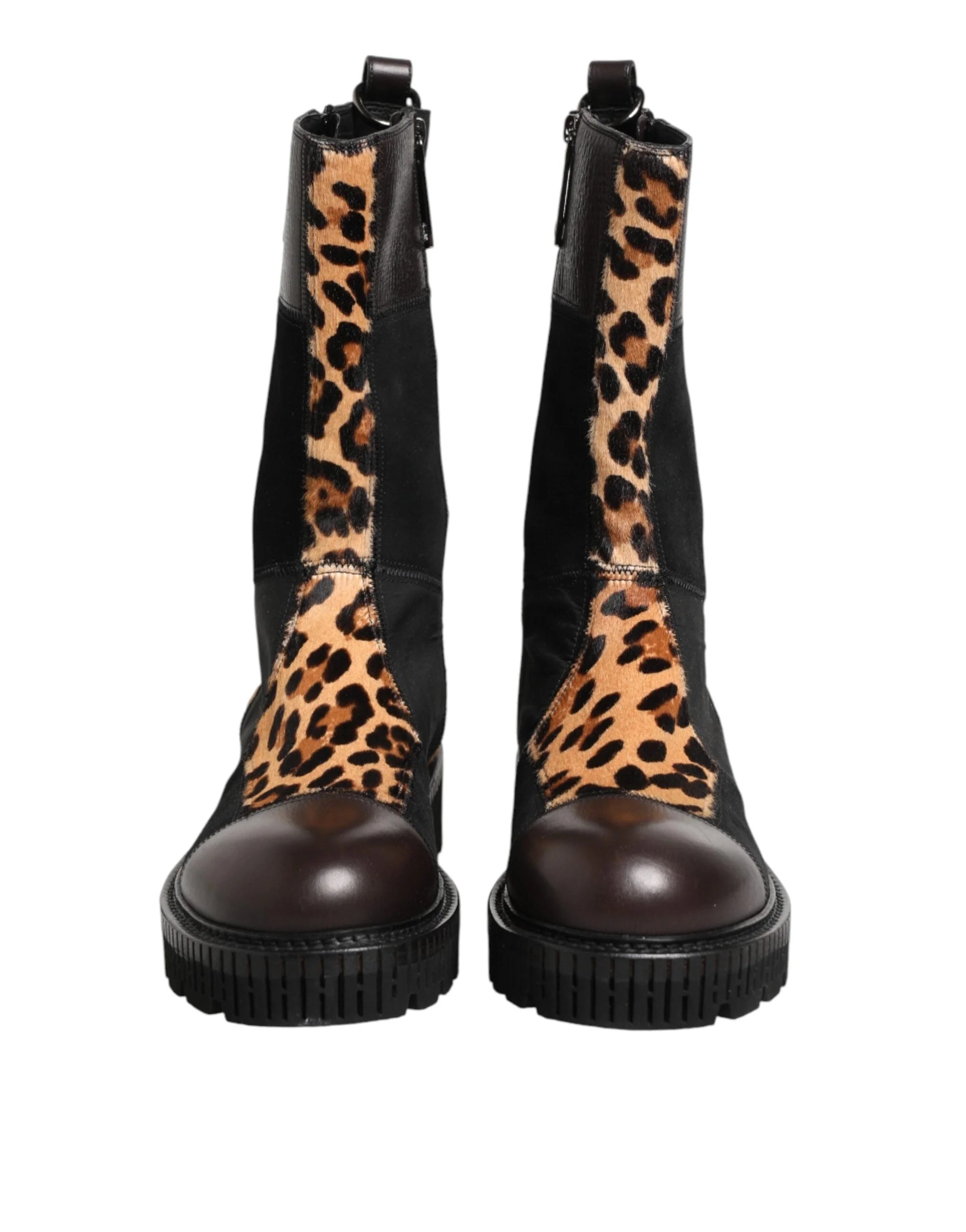 Dolce & Gabbana Multicolor Leopard Mid Calf Boots Shoes - EU44/US11