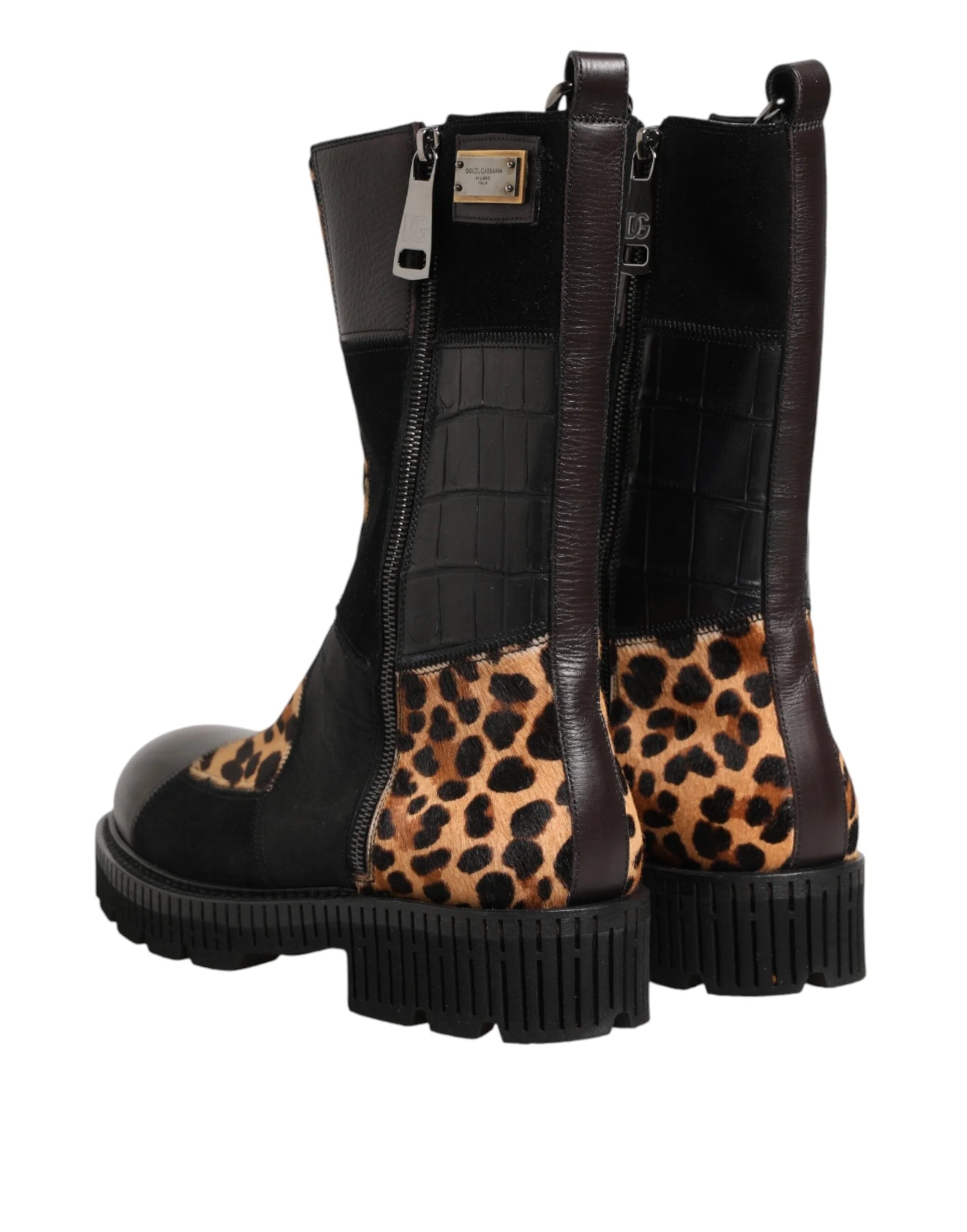 Dolce & Gabbana Multicolor Leopard Mid Calf Boots Shoes - EU44/US11 - Boots