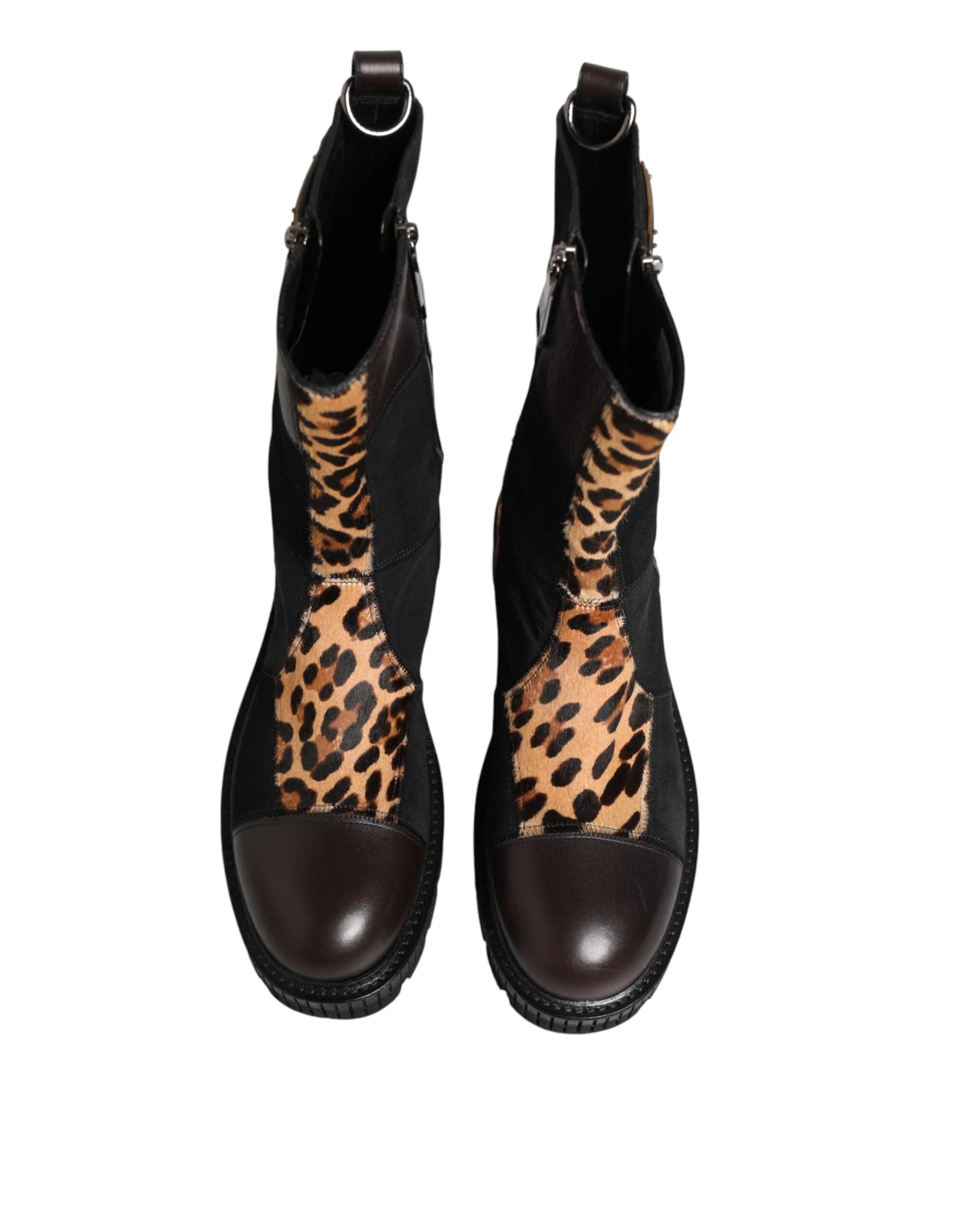 Dolce & Gabbana Multicolor Leopard Mid Calf Boots Shoes - EU44/US11 - Boots