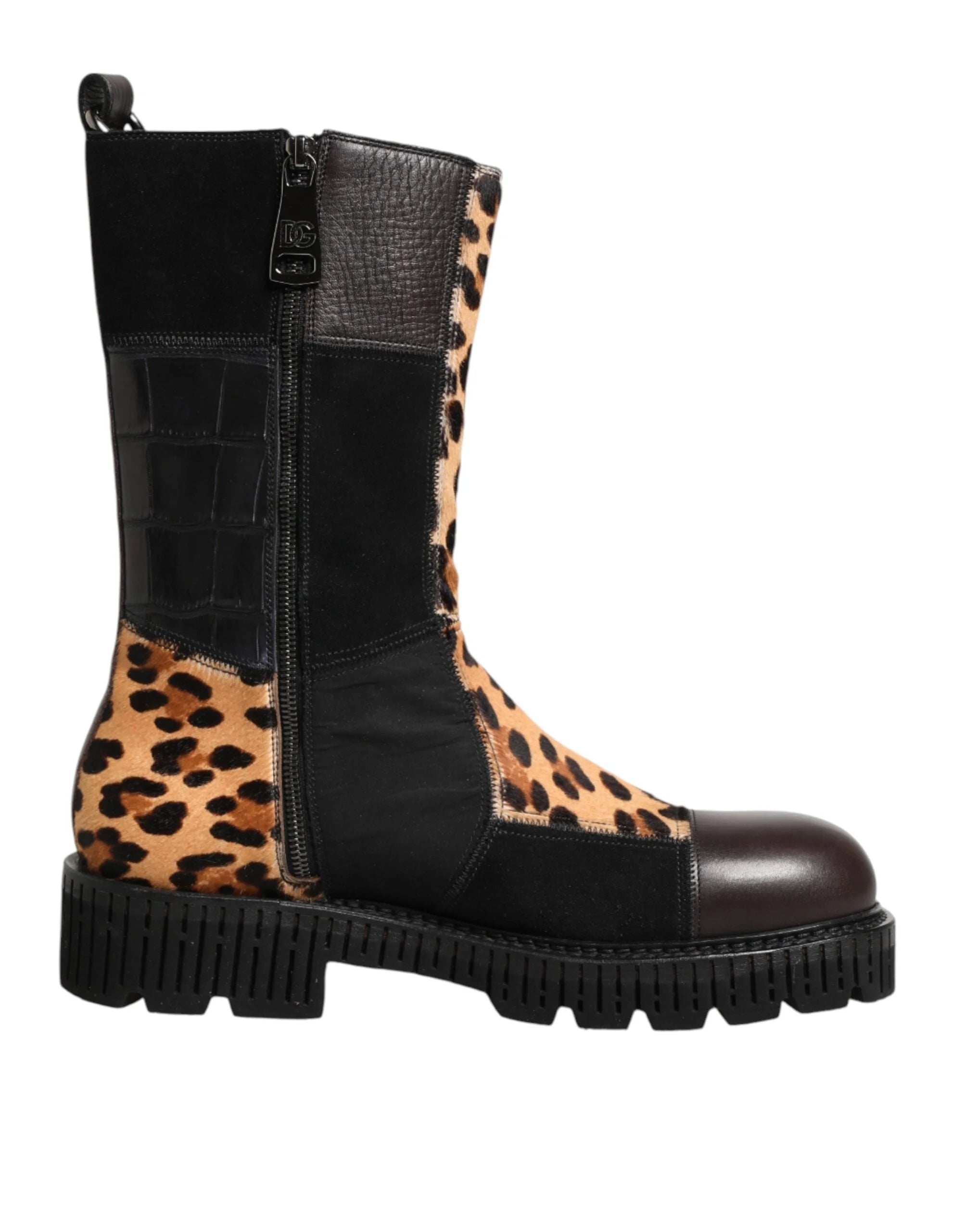 Dolce & Gabbana Multicolor Leopard Mid Calf Boots Shoes - EU44/US11