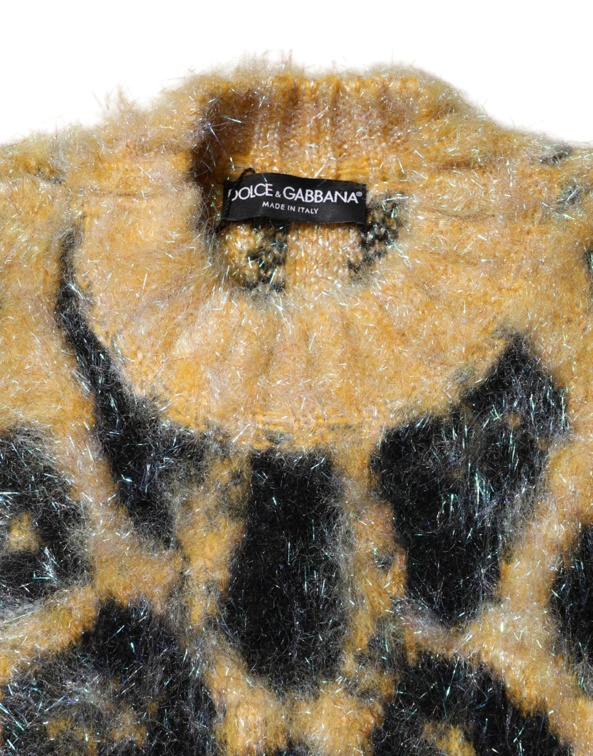 Dolce & Gabbana Multicolor Leopard Mohair Crew Neck Sweater - Sweaters