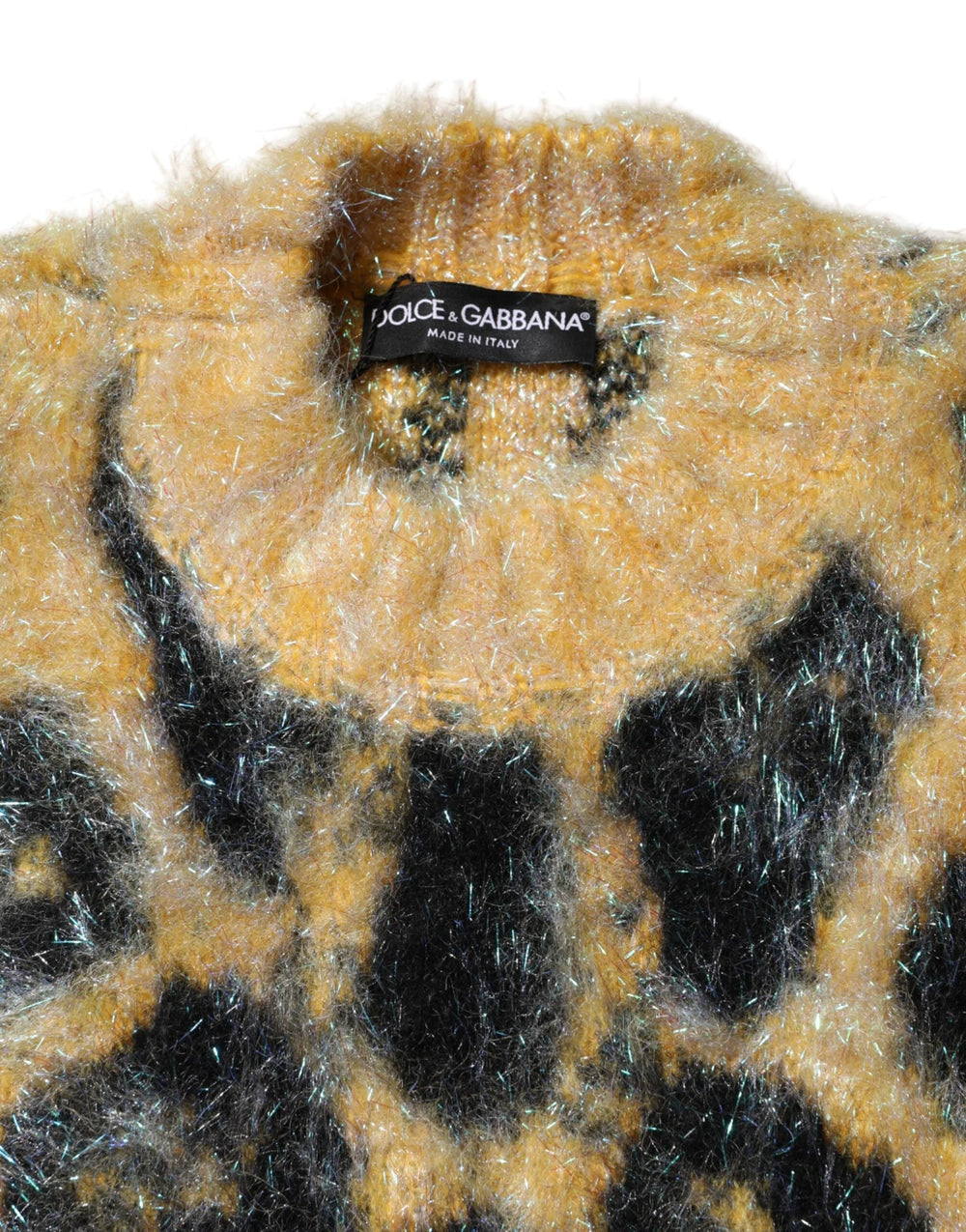 Dolce & Gabbana Multicolor Leopard Mohair Crew Neck Sweater - Sweaters