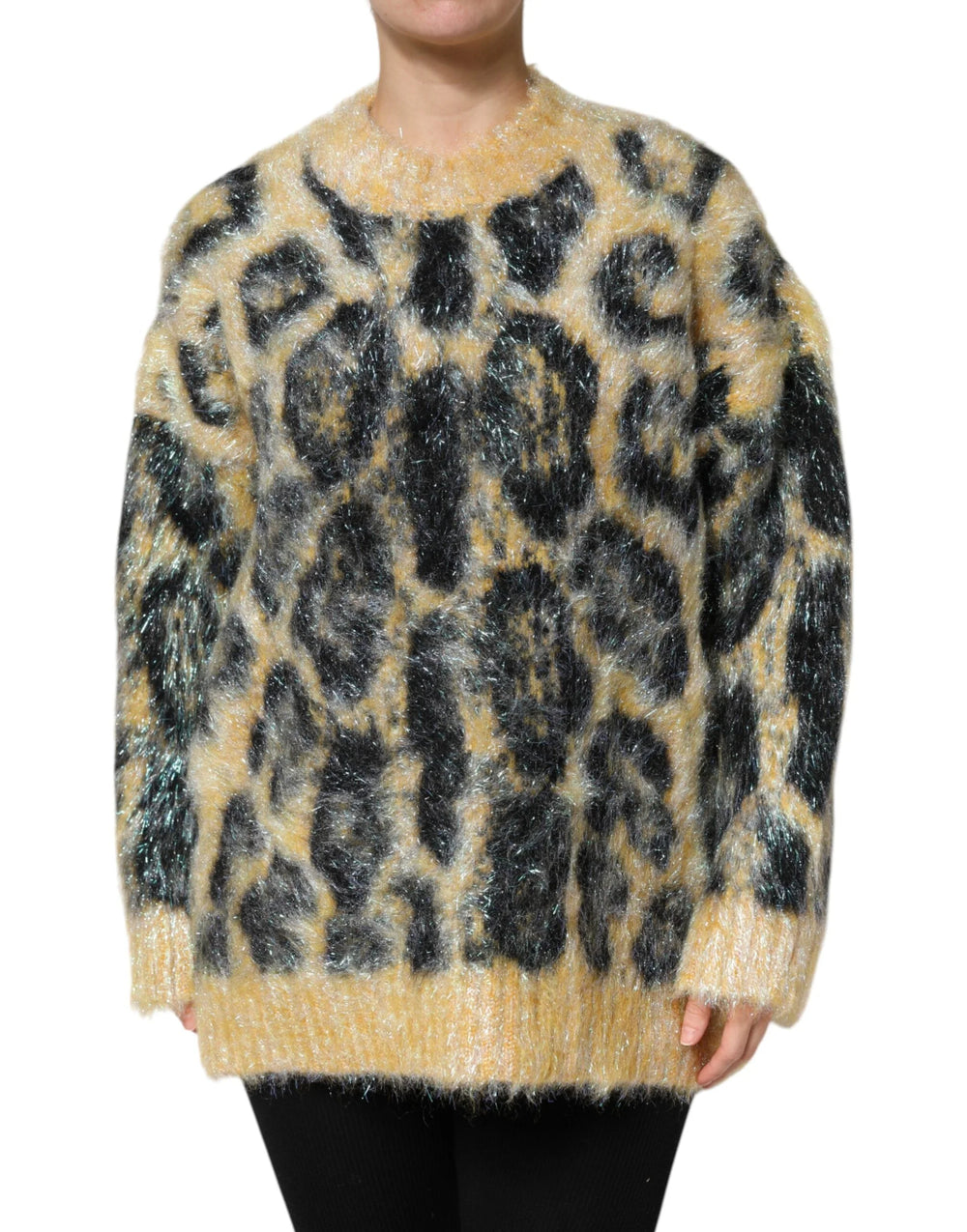 Dolce & Gabbana Multicolor Leopard Mohair Crew Neck Sweater - Sweaters
