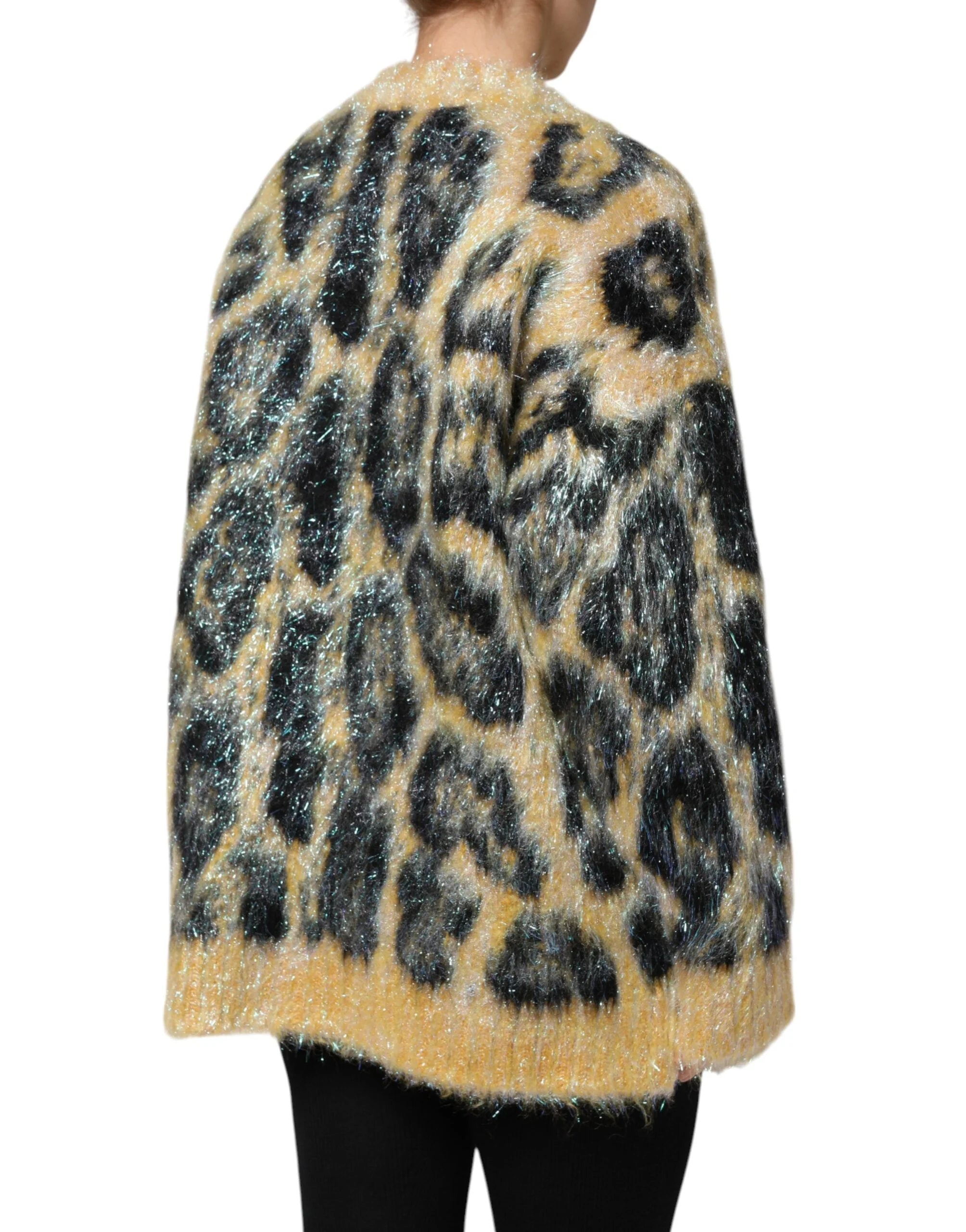 Dolce & Gabbana Multicolor Leopard Mohair Crew Neck Sweater - Sweaters
