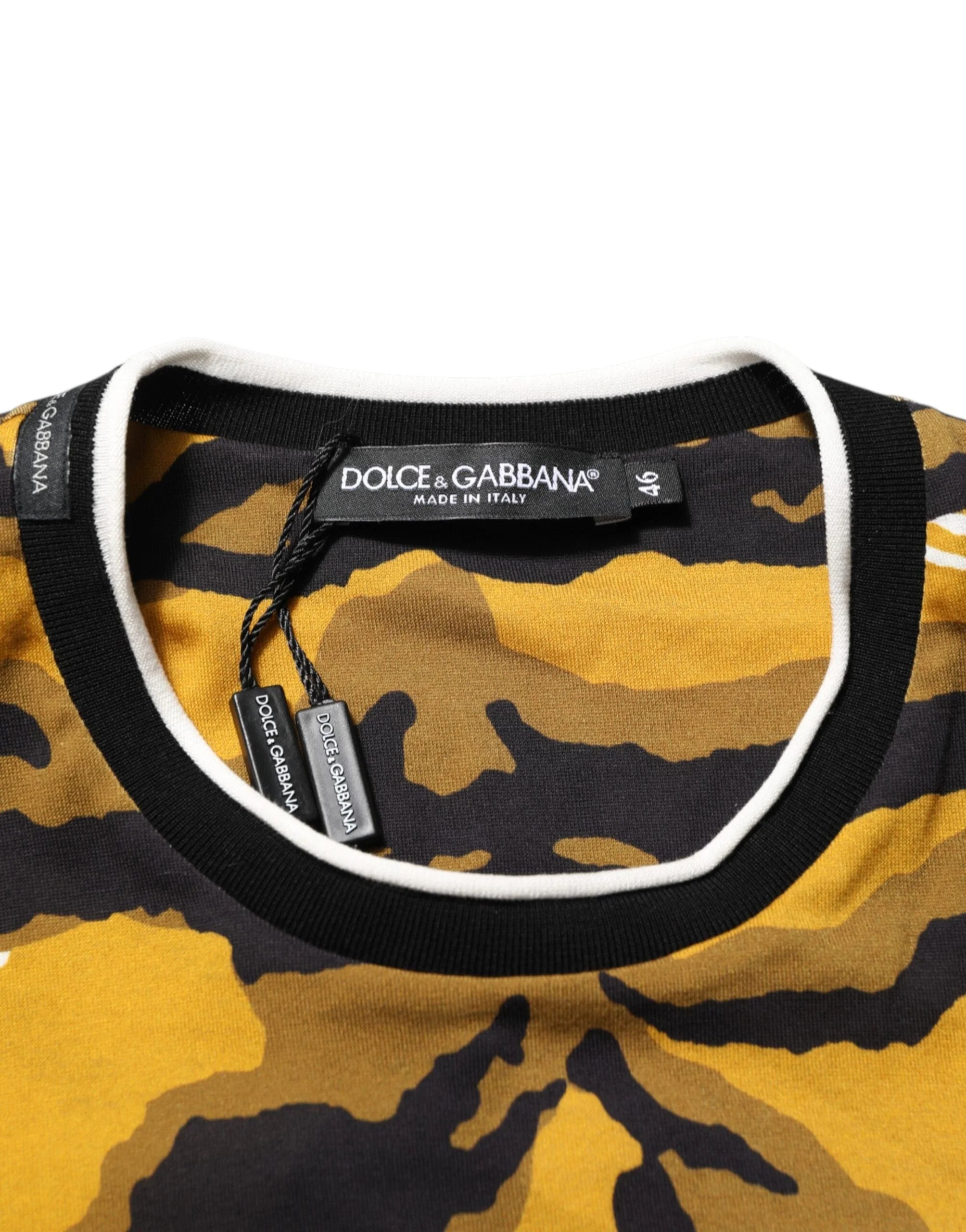 Dolce & Gabbana Multicolor Leopard Palm Leaf Men Crew Neck T-shirt - T-Shirts