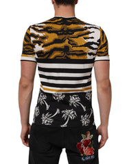 Dolce & Gabbana Multicolor Leopard Palm Leaf Men Crew Neck T-shirt - IT44 | XS - T-Shirts
