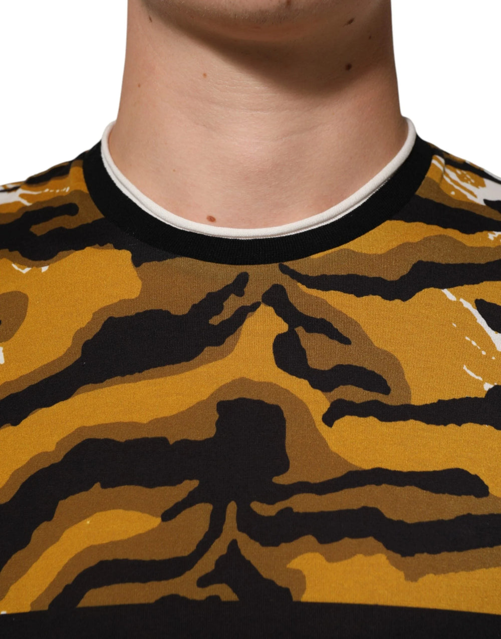 Dolce & Gabbana Multicolor Leopard Palm Leaf Men Crew Neck T-shirt - T-Shirts