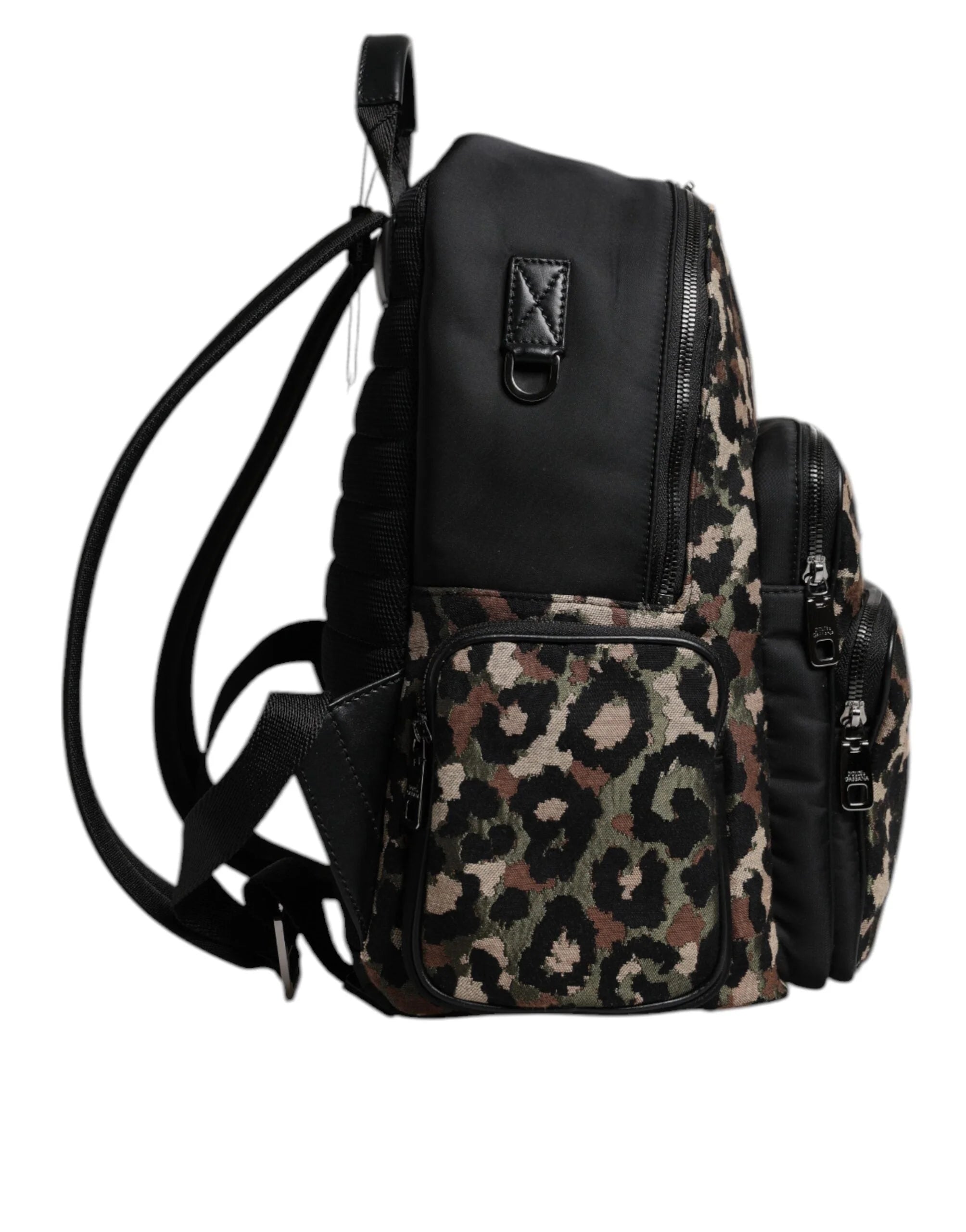 Dolce & Gabbana Multicolor Leopard Print DG Logo Plaque Men Backpack Bag - Backpacks