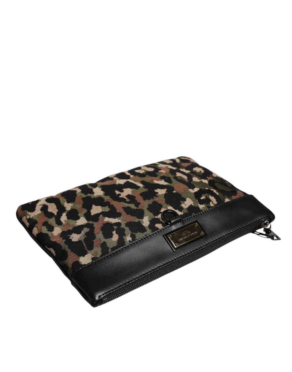 Dolce & Gabbana Multicolor Leopard Print Jacquard Logo Plaque Pouch Bag - Clutch Bags