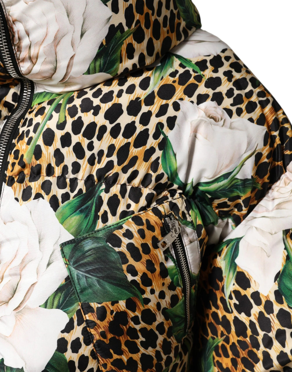 Dolce & Gabbana Multicolor Leopard Rose Puffer Quilted Jacket - IT40|S - Puffer Jackets