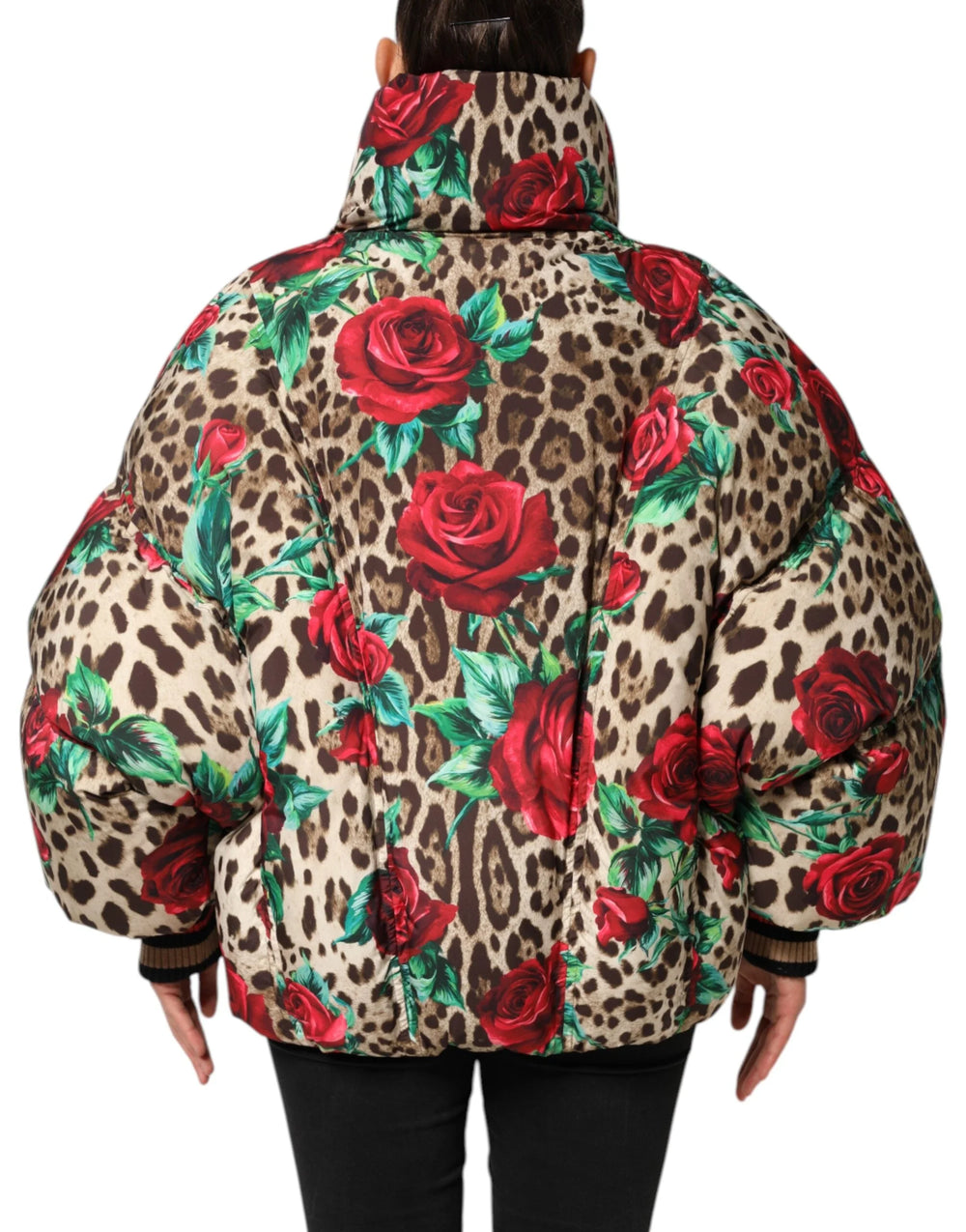 Dolce & Gabbana Multicolor Leopard Rose Puffer Quilted Jacket - IT40|S - Puffer Jackets
