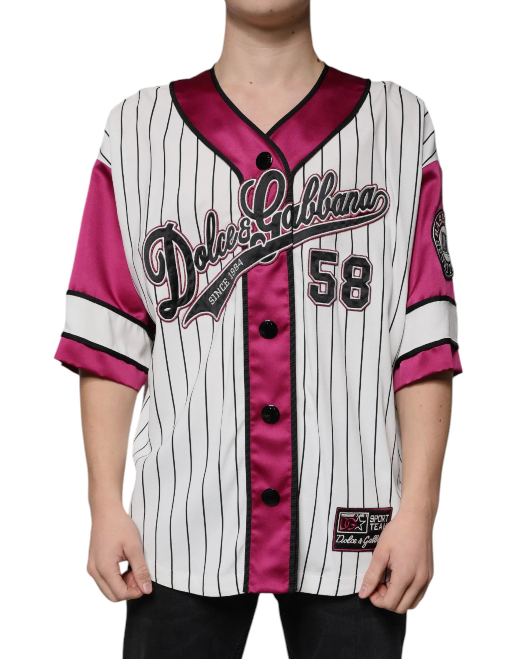 Dolce & Gabbana Multicolor Logo Jersey Button V-neck T-shirt - ÌT40| XXS - T-Shirts