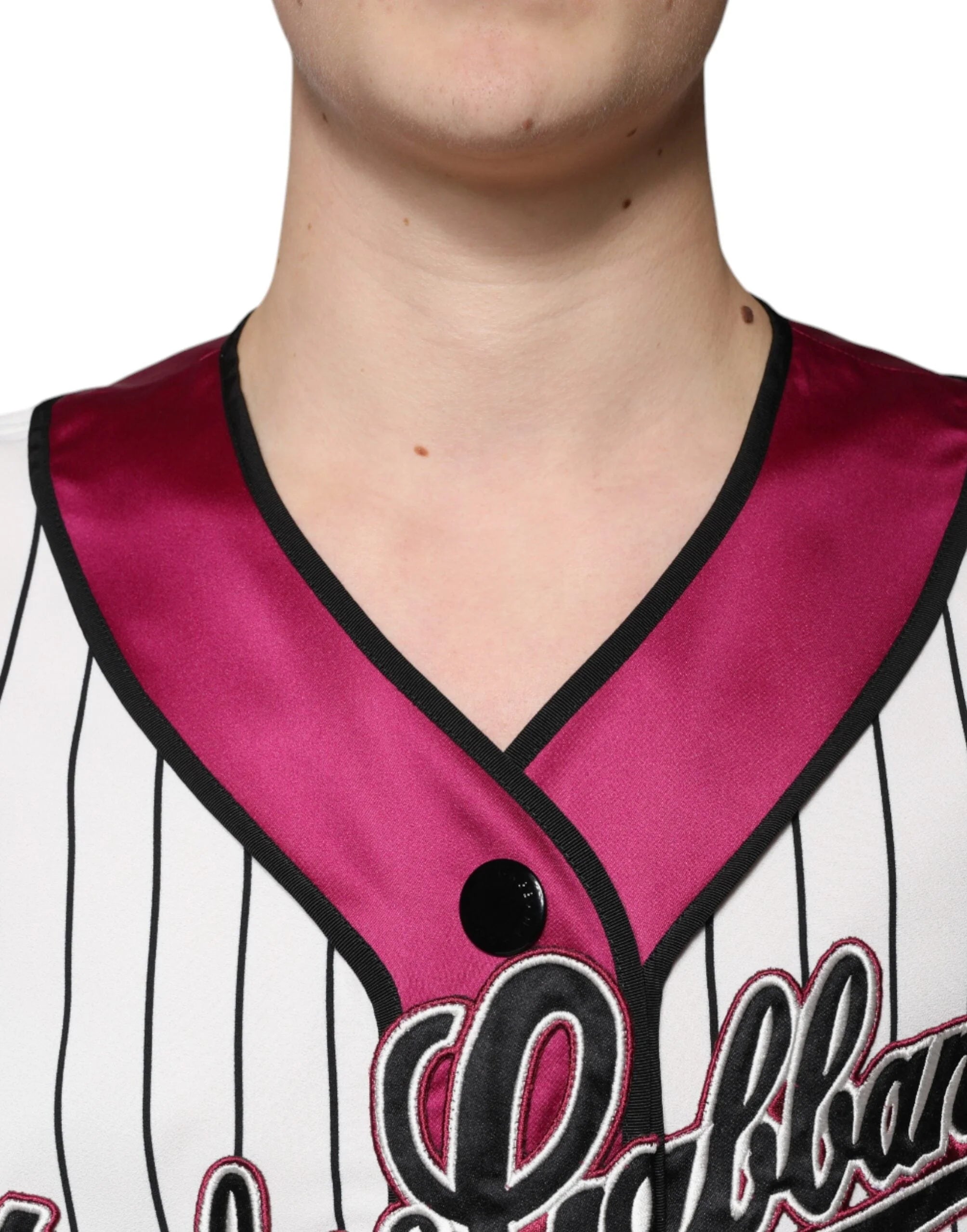 Dolce & Gabbana Multicolor Logo Jersey Button V-neck T-shirt - ÌT40| XXS - T-Shirts