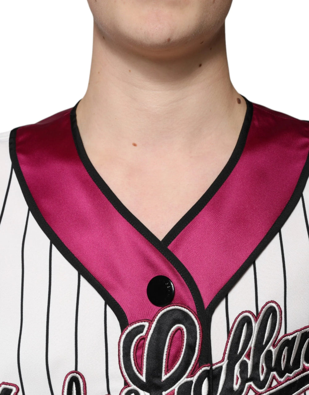 Dolce & Gabbana Multicolor Logo Jersey Button V-neck T-shirt - ÌT40| XXS - T-Shirts