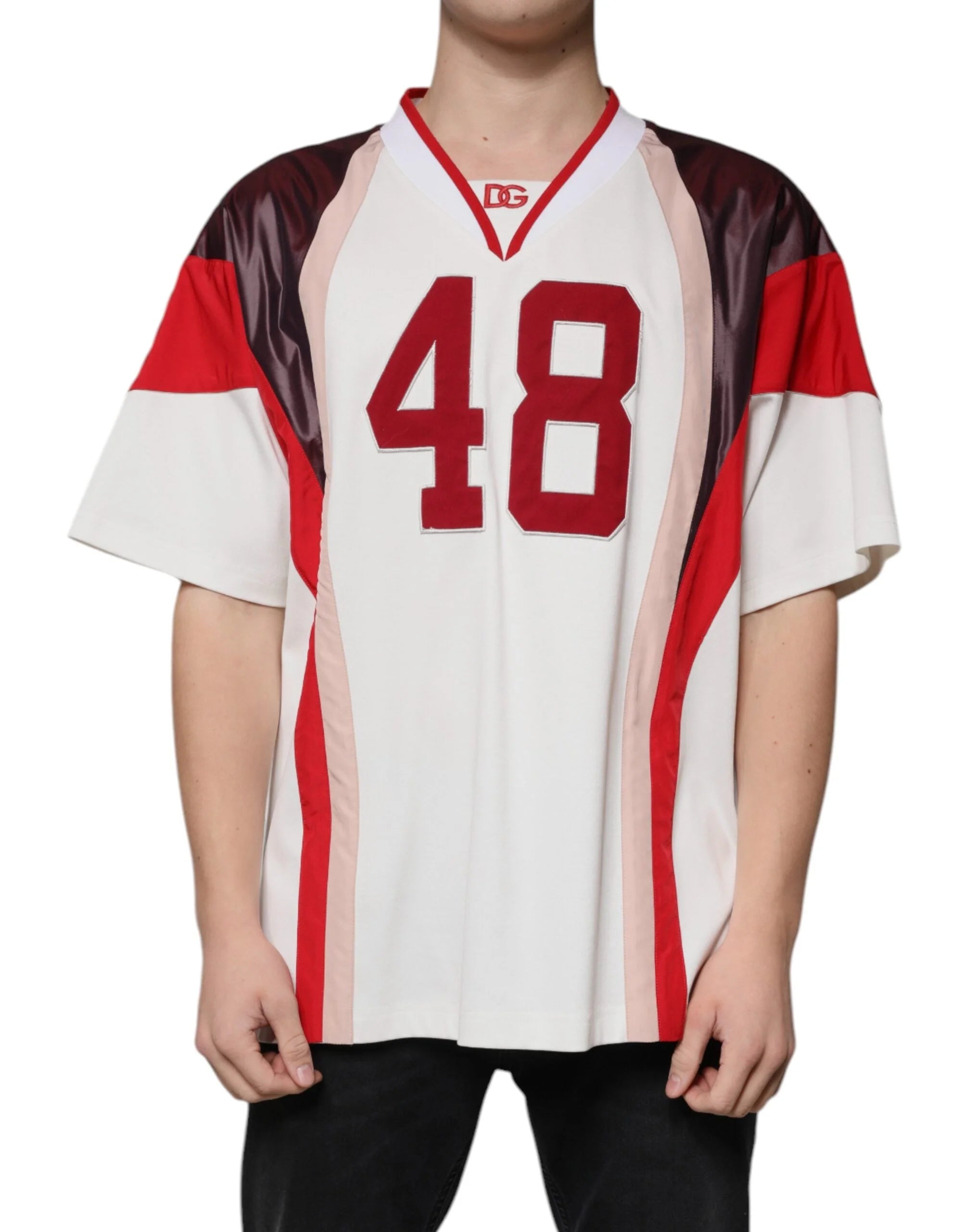 Dolce & Gabbana Multicolor Logo Jersey Cotton V-neck T-shirt - IT54 | XL - T-Shirts