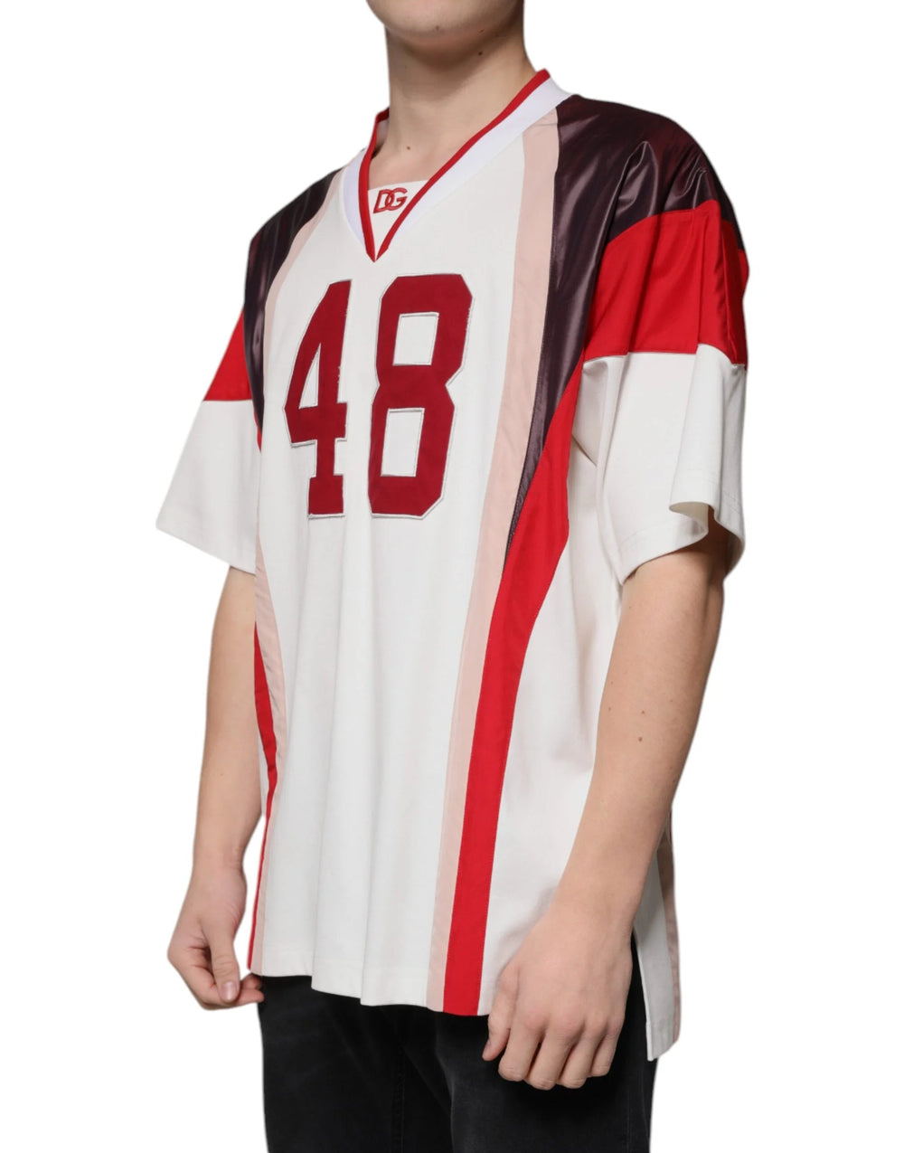 Dolce & Gabbana Multicolor Logo Jersey Cotton V-neck T-shirt - IT54 | XL - T-Shirts