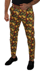 Dolce & Gabbana Multicolor Logo Mania Cotton Tapered Trouser Pants - IT48 | M - Trousers