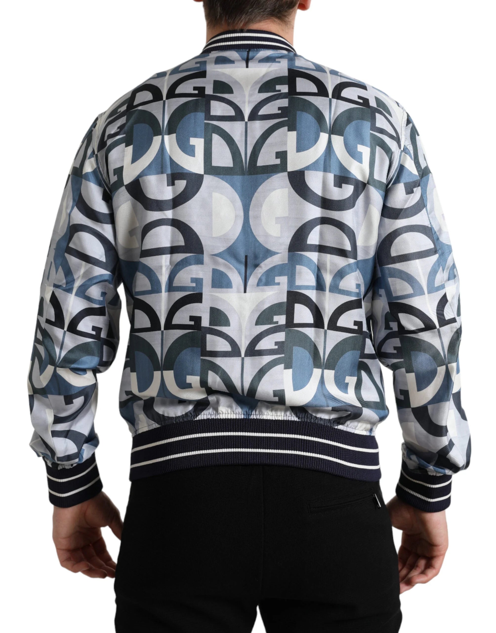 Dolce & Gabbana Multicolor Logo Print Bomber Blouson Jacket - IT52 | L - Bomber Jackets