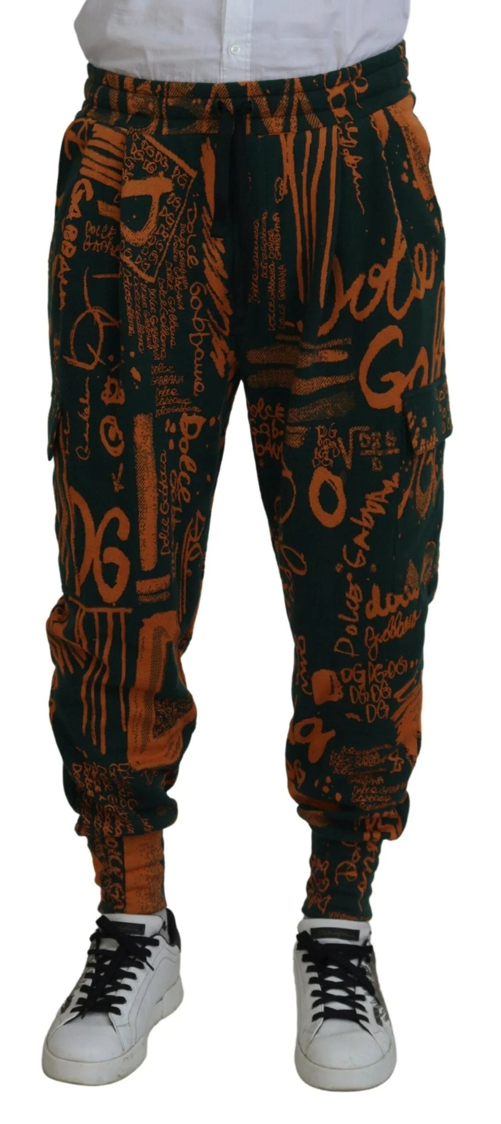 Dolce & Gabbana Multicolor Logo Print Silk Cargo Jogger Pants - IT48 | M - Joggers