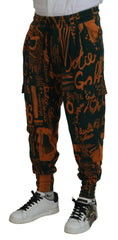 Dolce & Gabbana Multicolor Logo Print Silk Cargo Jogger Pants - IT48 | M - Joggers