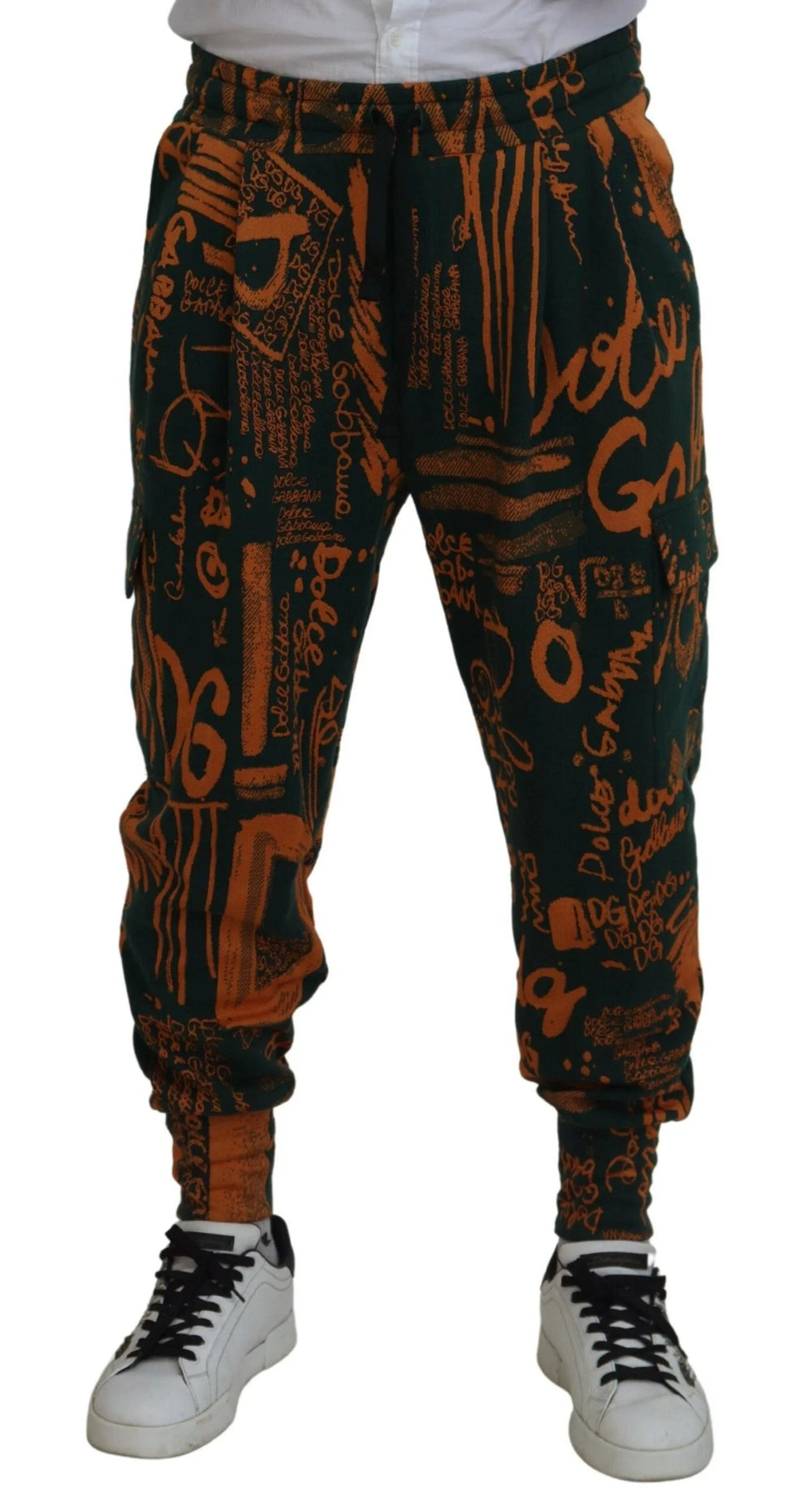 Dolce & Gabbana Multicolor Logo Print Silk Cargo Jogger Pants - IT48 | M - Joggers