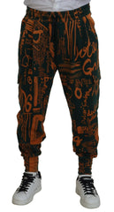 Dolce & Gabbana Multicolor Logo Print Silk Cargo Jogger Pants - IT48 | M - Joggers