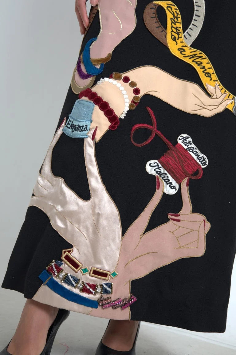 Dolce & Gabbana Multicolor Long Sleeves A-line Maxi Dress - IT48 | XL - Dresses