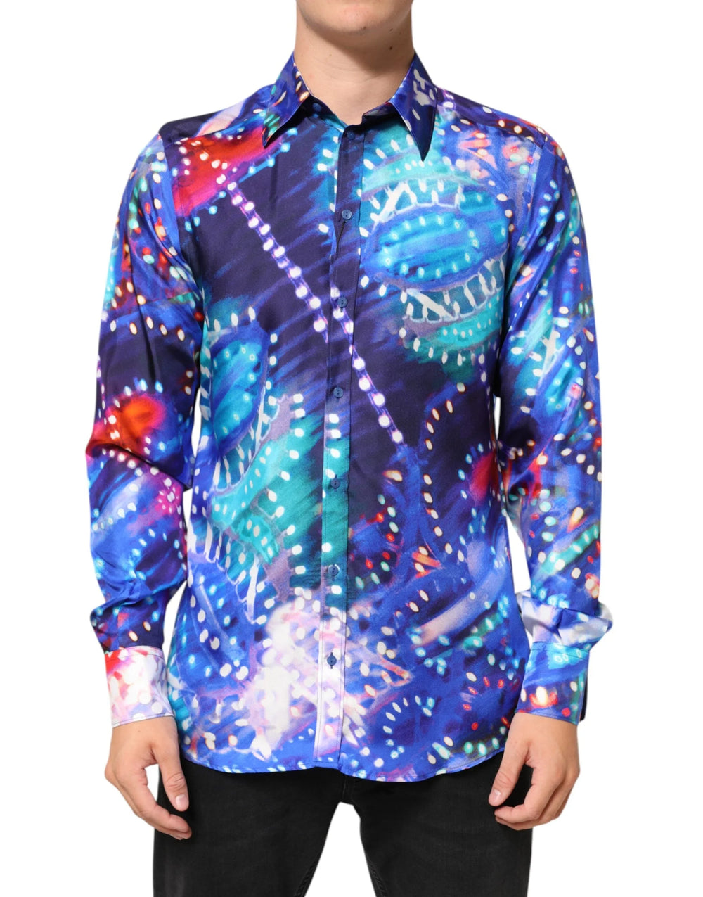 Dolce & Gabbana Multicolor Luminarie MARTINI Slim Men Shirt - IT40 | M - Shirts