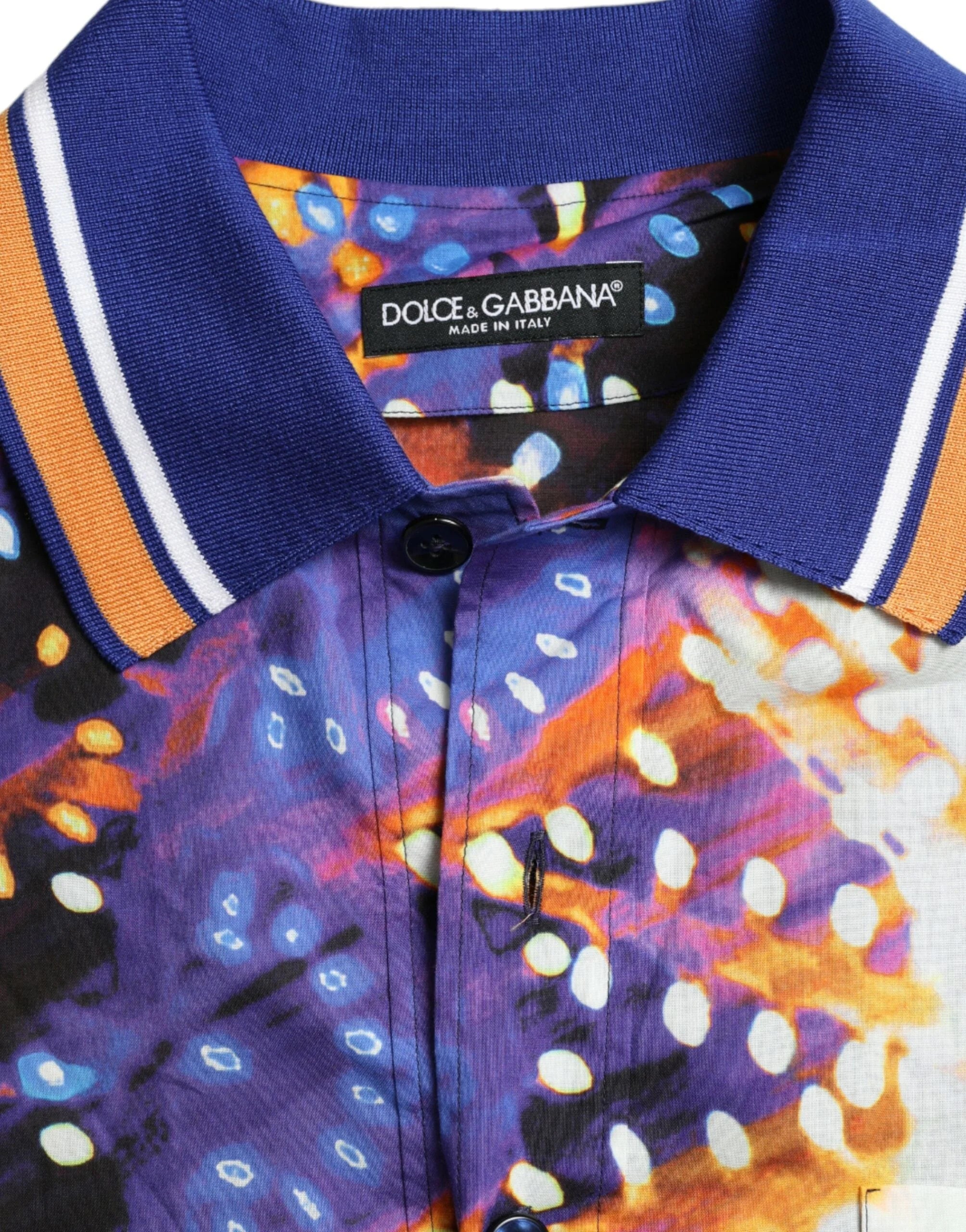 Dolce & Gabbana Multicolor Luminarie Print Cotton Casual Shirt - Polos