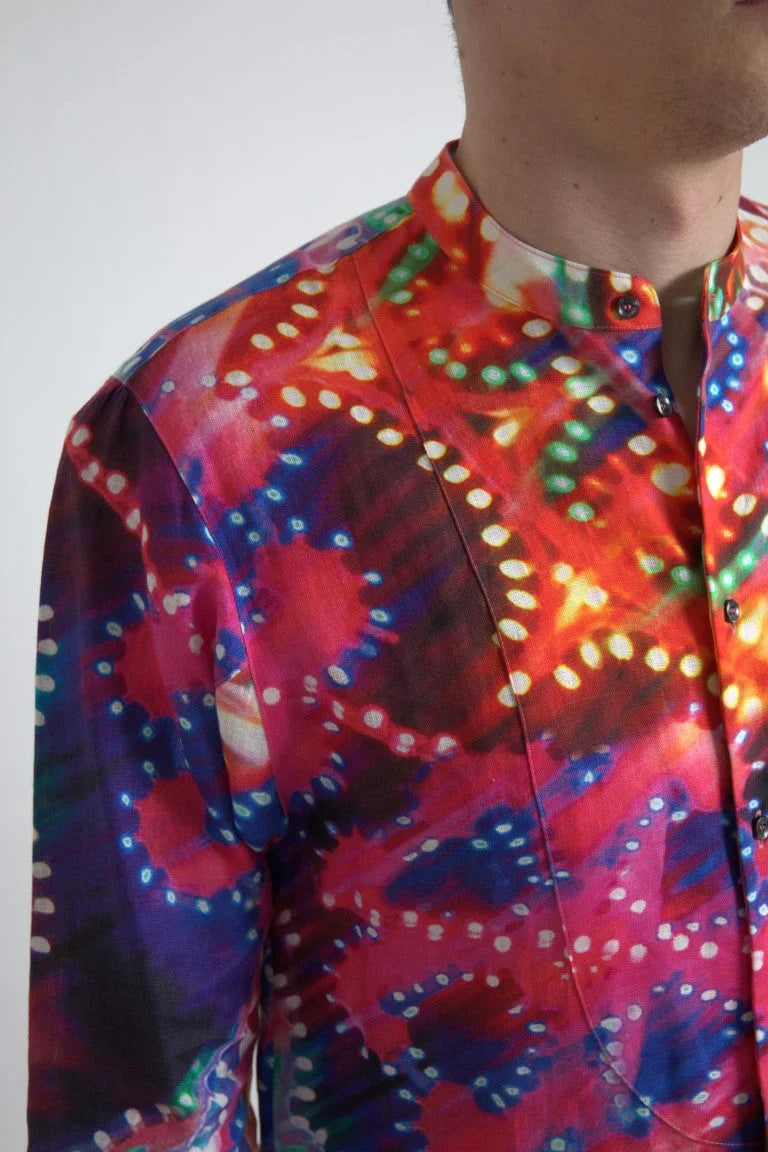 Dolce & Gabbana Multicolor Luminarie Print Linen Shirt - IT37 | XS - Shirts