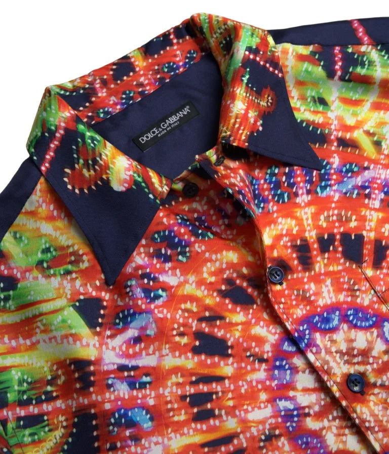 Dolce & Gabbana Multicolor Luminarie Print Men Shirt Silk - IT41 | L - Shirts