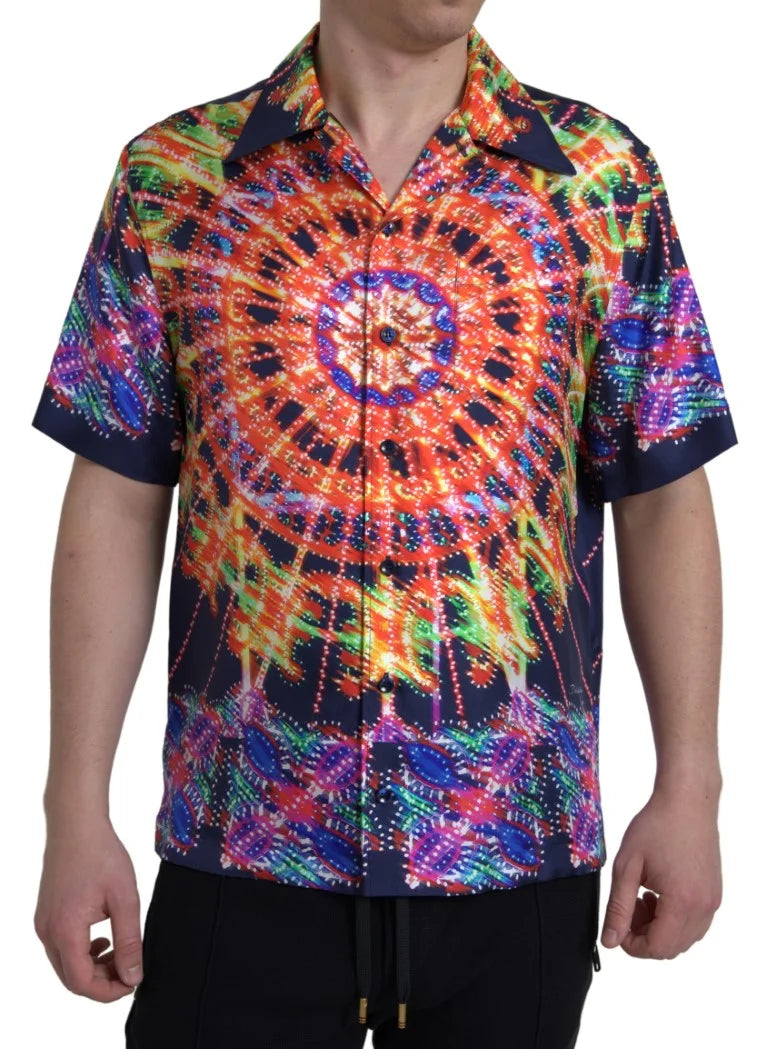 Dolce & Gabbana Multicolor Luminarie Print Men Shirt Silk - IT41 | L - Shirts
