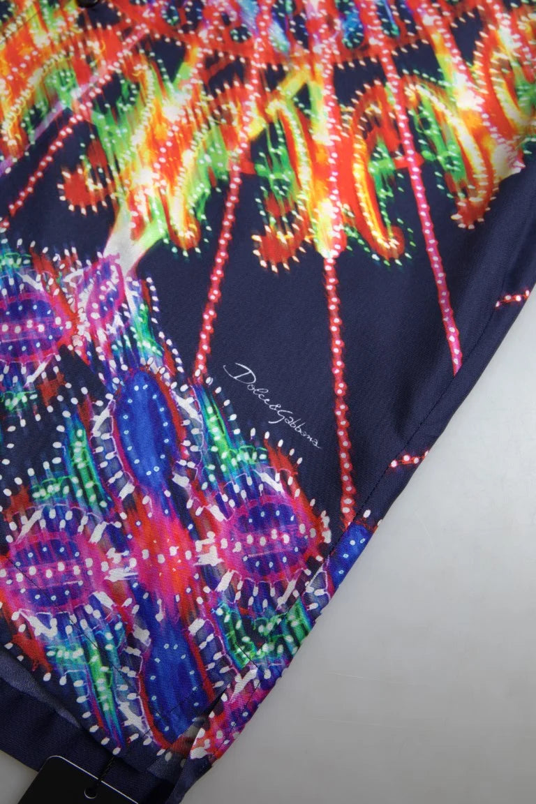 Dolce & Gabbana Multicolor Luminarie Print Men Shirt Silk - IT41 | L - Shirts