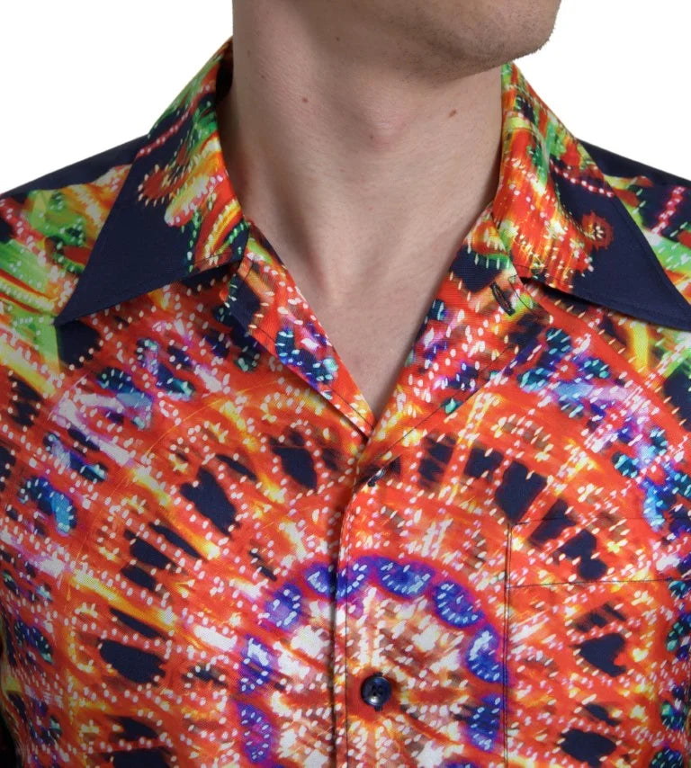 Dolce & Gabbana Multicolor Luminarie Print Men Shirt Silk - IT41 | L - Shirts