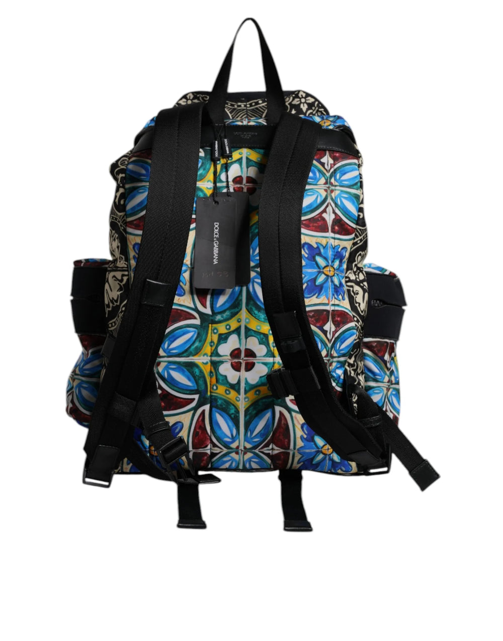 Dolce & Gabbana Multicolor Maiolica Print Nylon Backpack Bag - Backpacks
