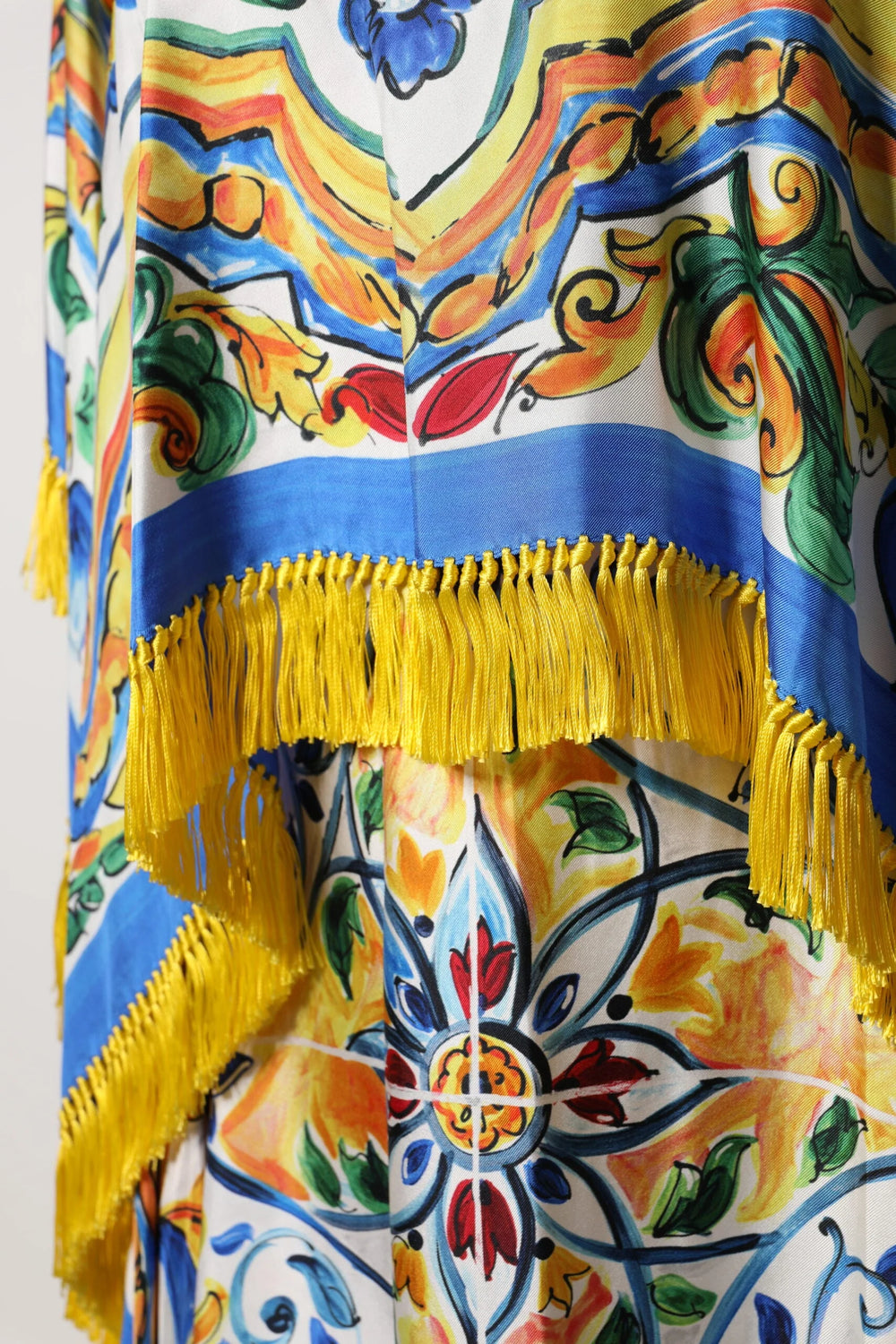 Dolce & Gabbana Multicolor Majolica Kaftan Short Sleeves Maxi Dress - Dresses