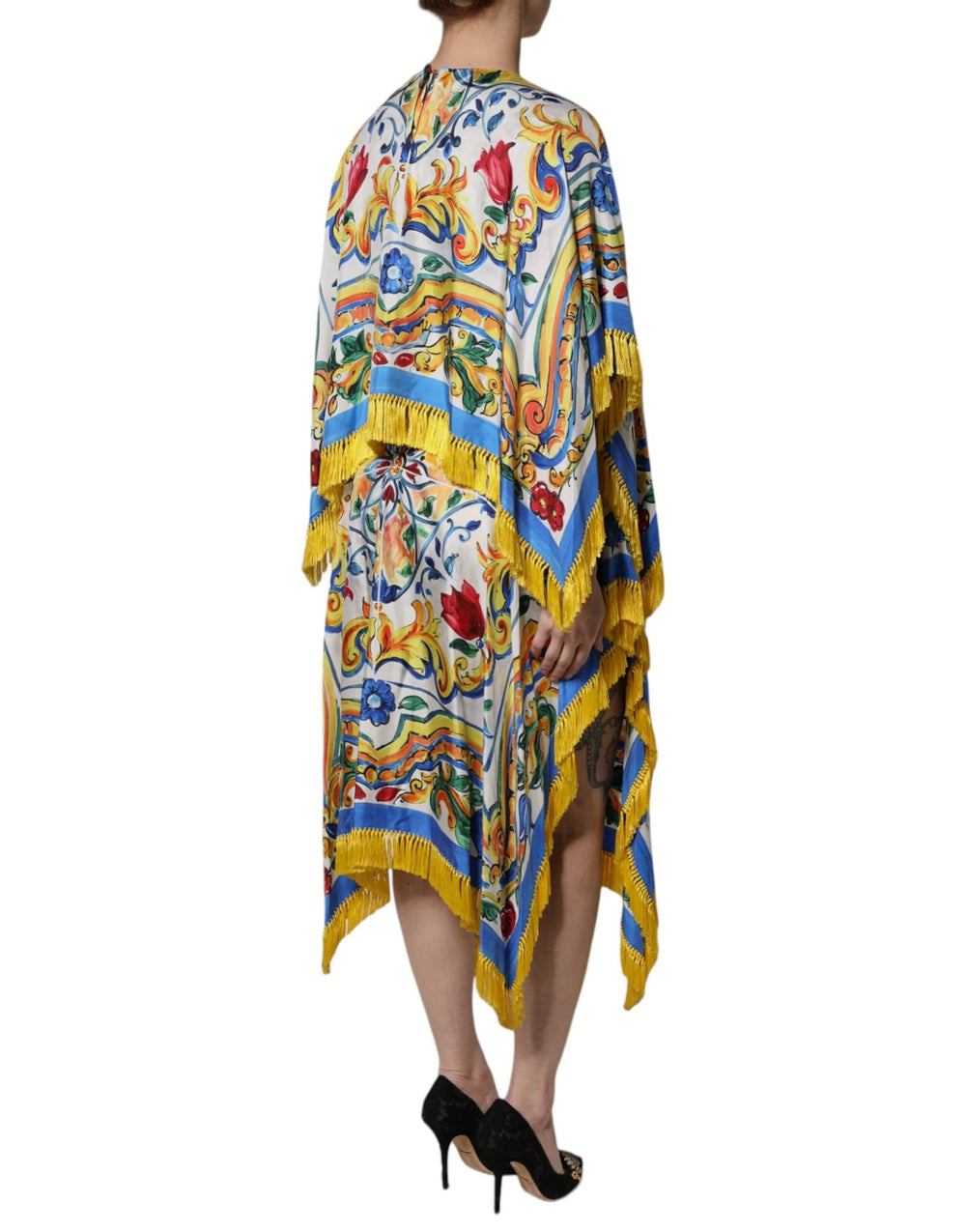 Dolce & Gabbana Multicolor Majolica Kaftan Short Sleeves Maxi Dress - Dresses