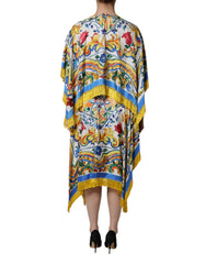 Dolce & Gabbana Multicolor Majolica Kaftan Short Sleeves Maxi Dress - Dresses