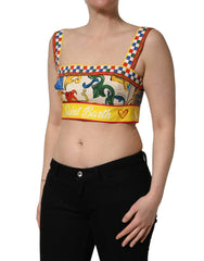 Dolce & Gabbana Multicolor Majolica Print Cotton Crop Top