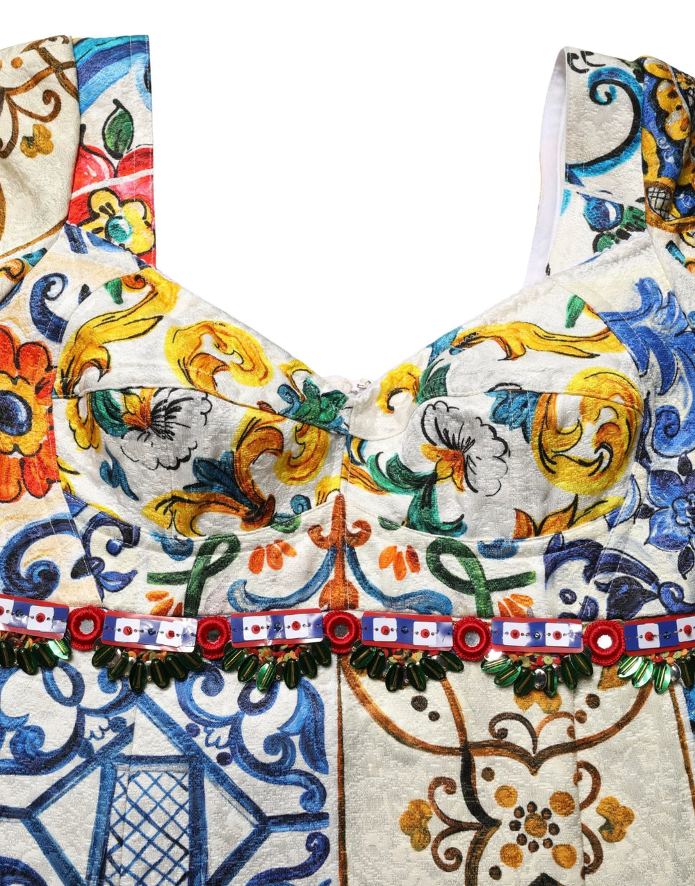 Dolce & Gabbana Multicolor Majolica Print Cotton Mini Dress - IT36|XXS