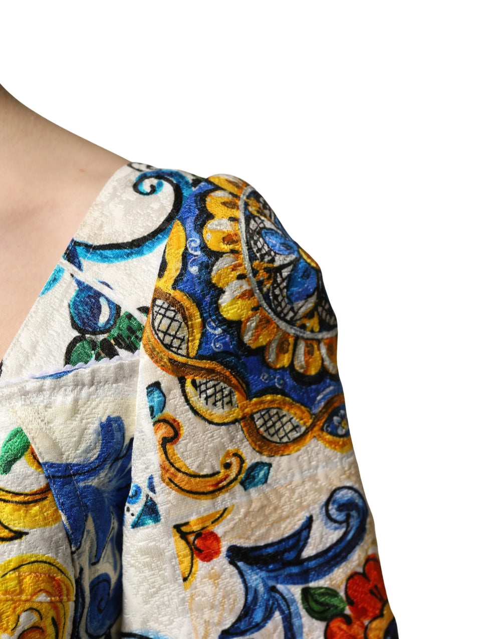 Dolce & Gabbana Multicolor Majolica Print Cotton Mini Dress - IT36|XXS